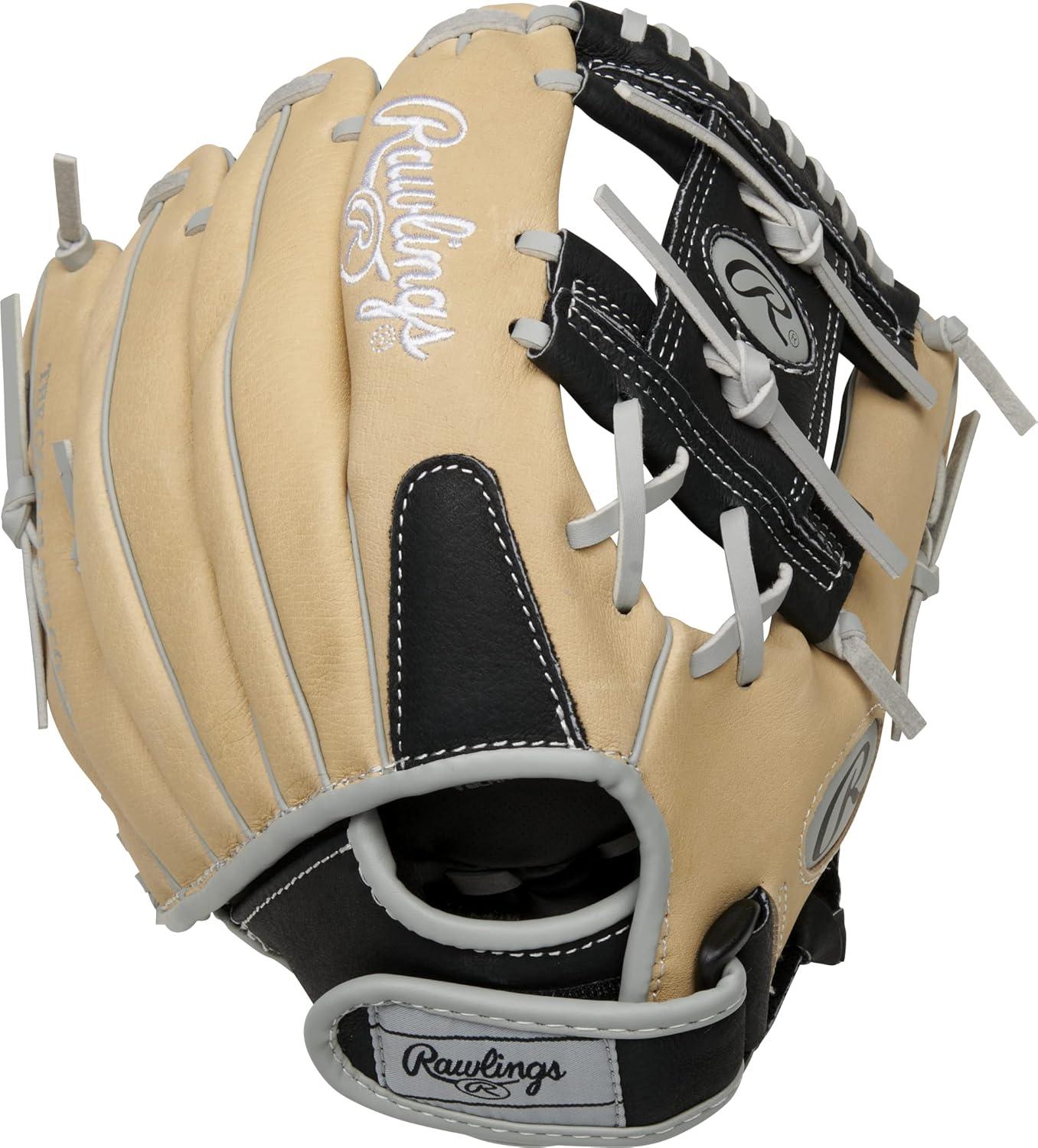 imageRawlings Sure Catch TBall ampamp Youth Baseball Glove Sizes 95quot 115quot Multiple StylesBlack Camel