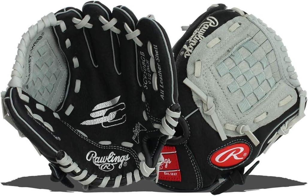 imageRawlings Sure Catch TBall ampamp Youth Baseball Glove Sizes 95quot 115quot Multiple StylesBlack Grey