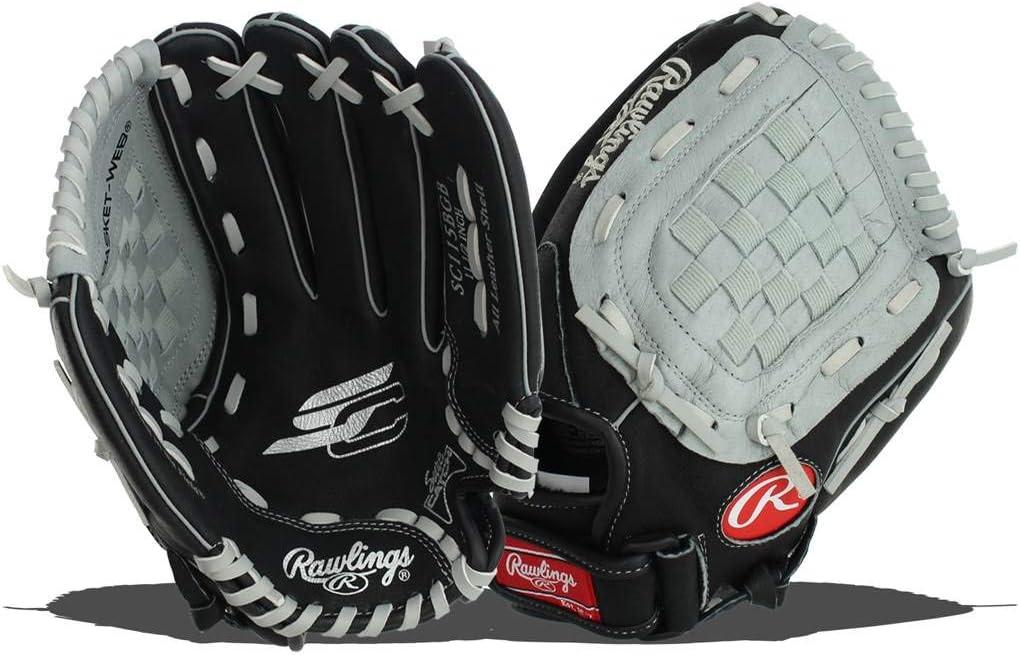 imageRawlings Sure Catch TBall ampamp Youth Baseball Glove Sizes 95quot 115quot Multiple StylesBlack Grey