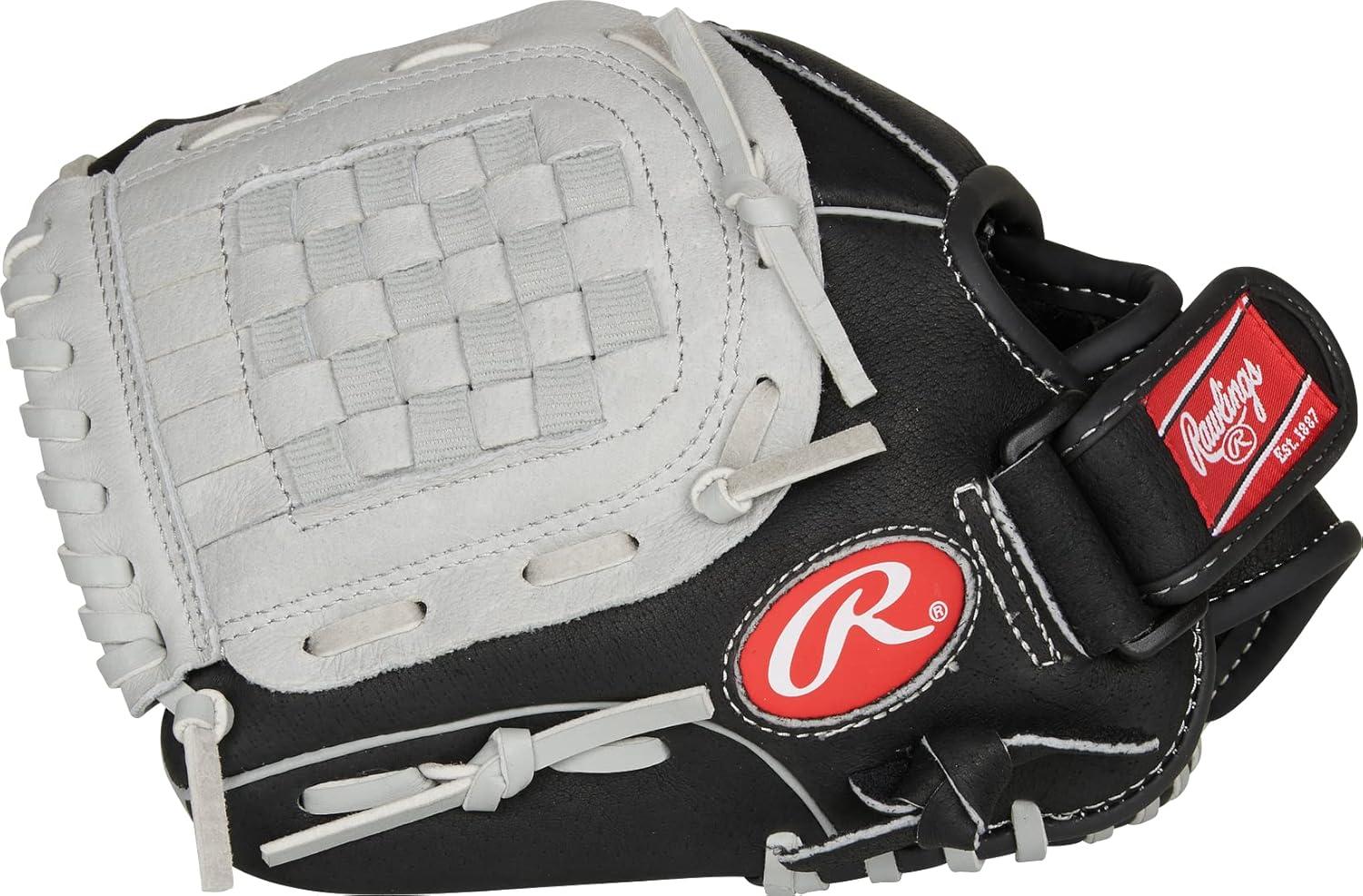 imageRawlings Sure Catch TBall ampamp Youth Baseball Glove Sizes 95quot 115quot Multiple StylesBlackGrey
