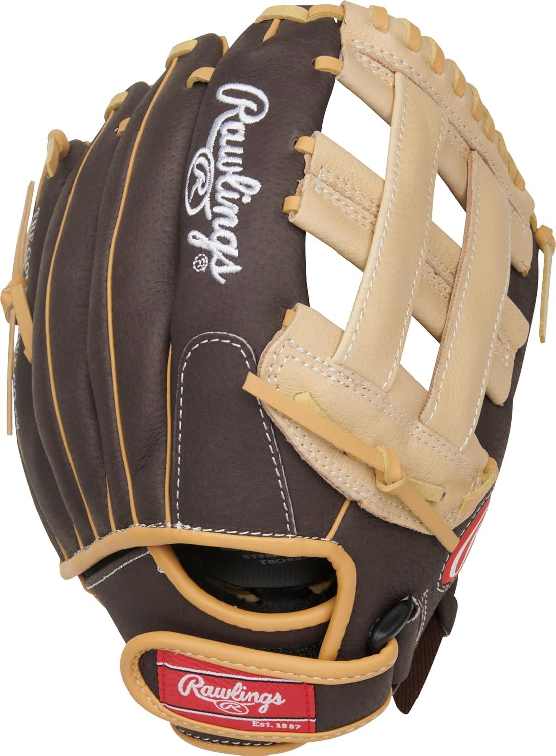 imageRawlings Sure Catch TBall ampamp Youth Baseball Glove Sizes 95quot 115quot Multiple StylesMocah Camel