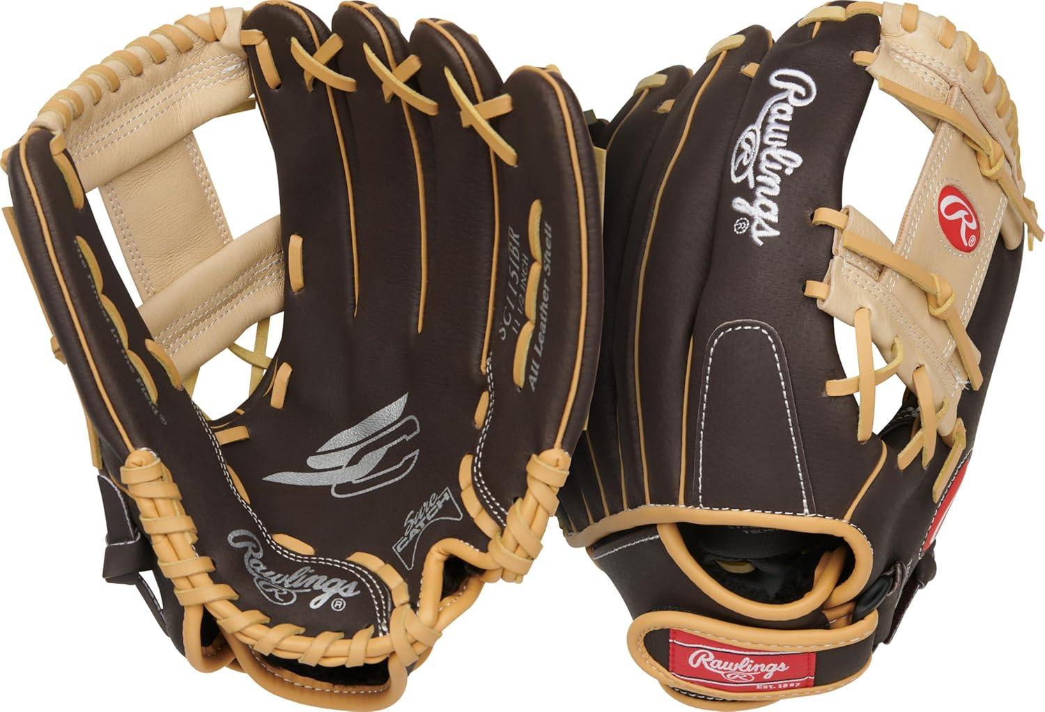 imageRawlings Sure Catch TBall ampamp Youth Baseball Glove Sizes 95quot 115quot Multiple StylesMocah Camel