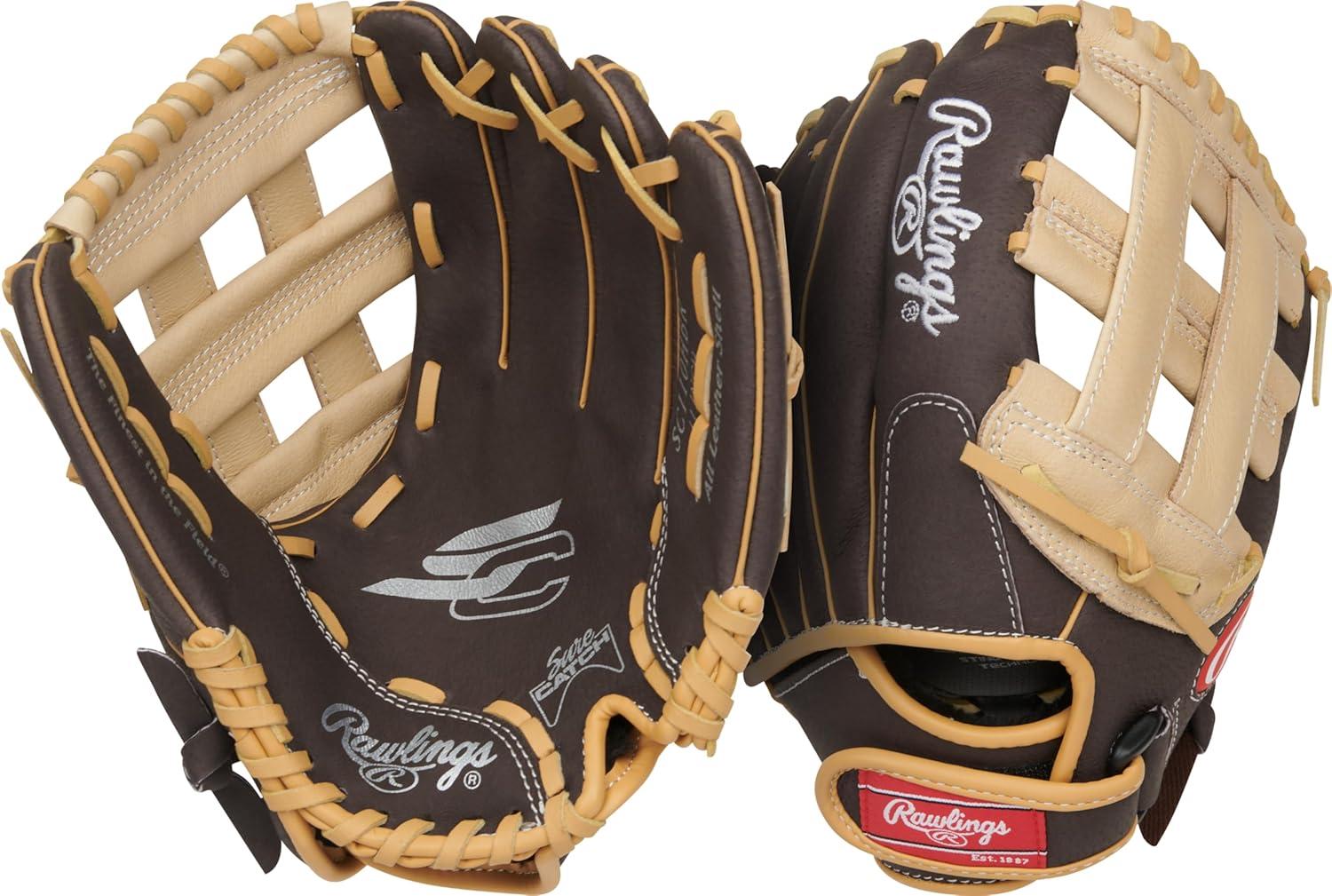imageRawlings Sure Catch TBall ampamp Youth Baseball Glove Sizes 95quot 115quot Multiple StylesMocah Camel
