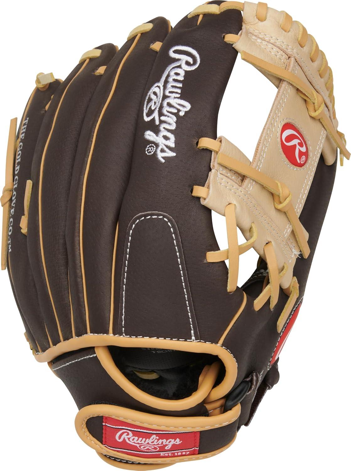 imageRawlings Sure Catch TBall ampamp Youth Baseball Glove Sizes 95quot 115quot Multiple StylesMocah Camel