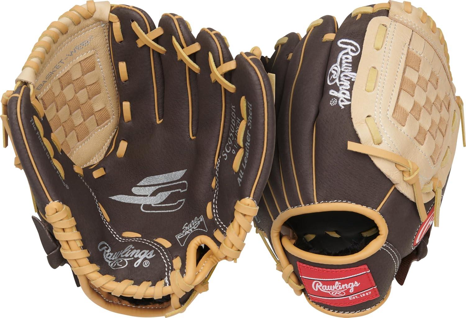 imageRawlings Sure Catch TBall ampamp Youth Baseball Glove Sizes 95quot 115quot Multiple StylesMocah Camel