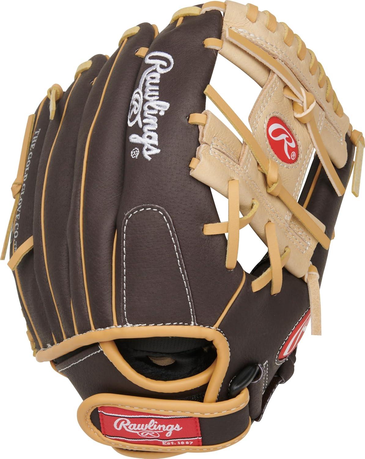 imageRawlings Sure Catch TBall ampamp Youth Baseball Glove Sizes 95quot 115quot Multiple StylesMocah Camel