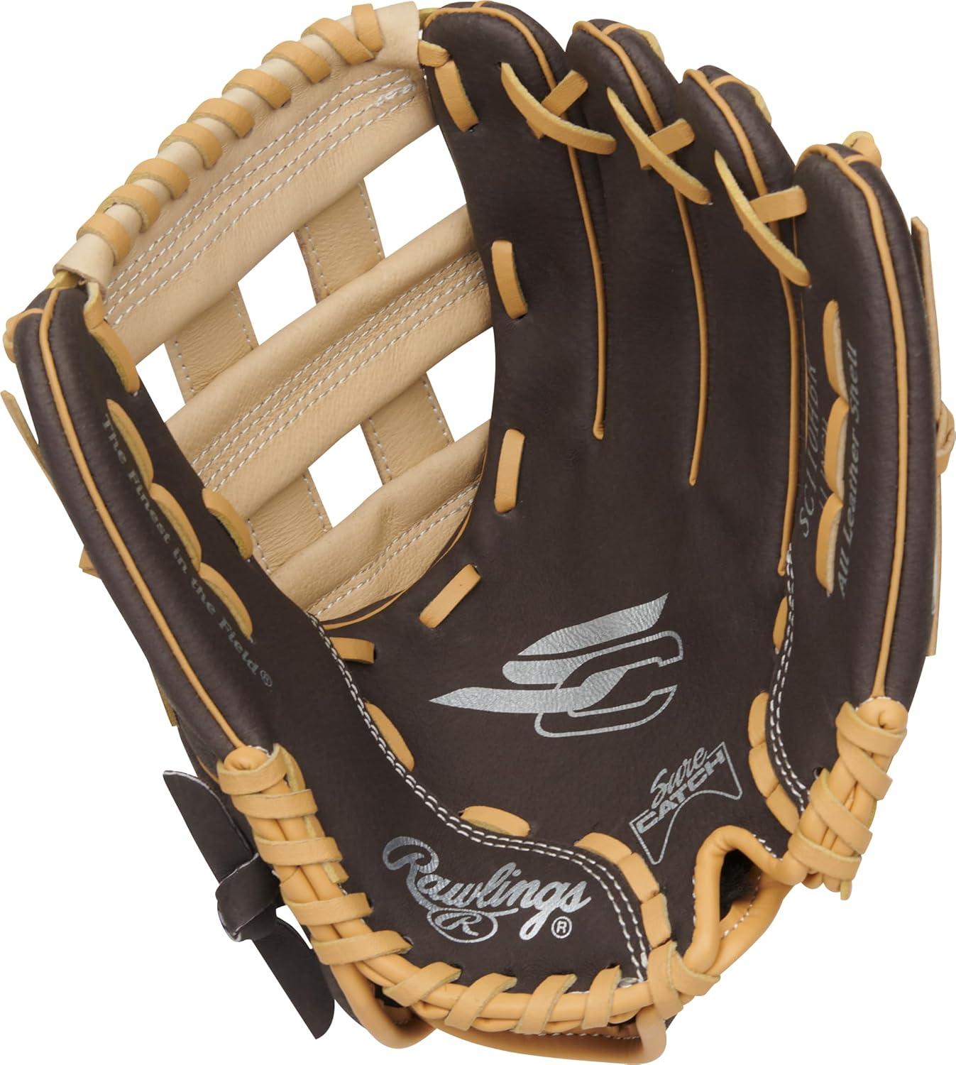 imageRawlings Sure Catch TBall ampamp Youth Baseball Glove Sizes 95quot 115quot Multiple StylesMocah Camel