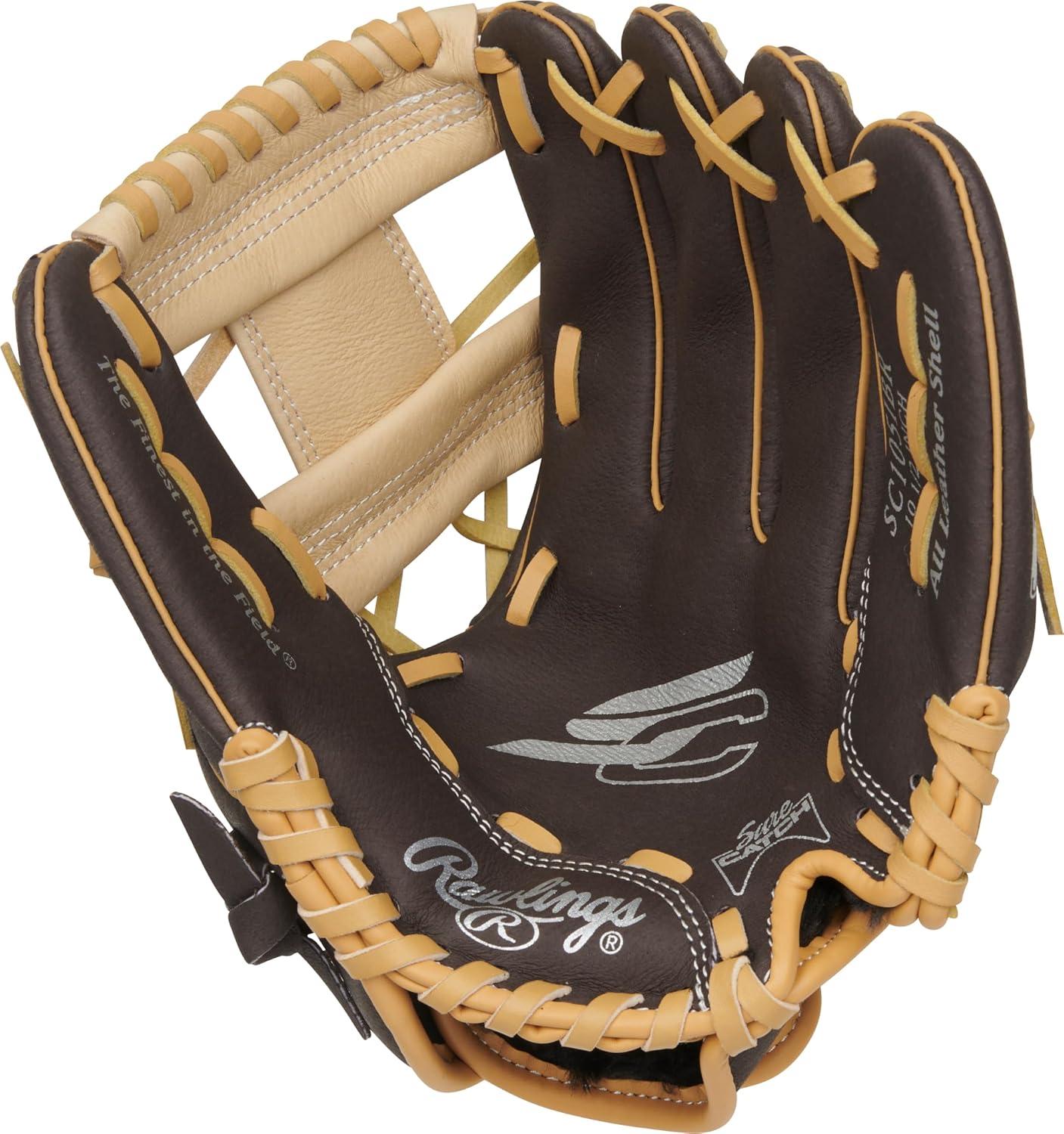 imageRawlings Sure Catch TBall ampamp Youth Baseball Glove Sizes 95quot 115quot Multiple StylesMocah Camel