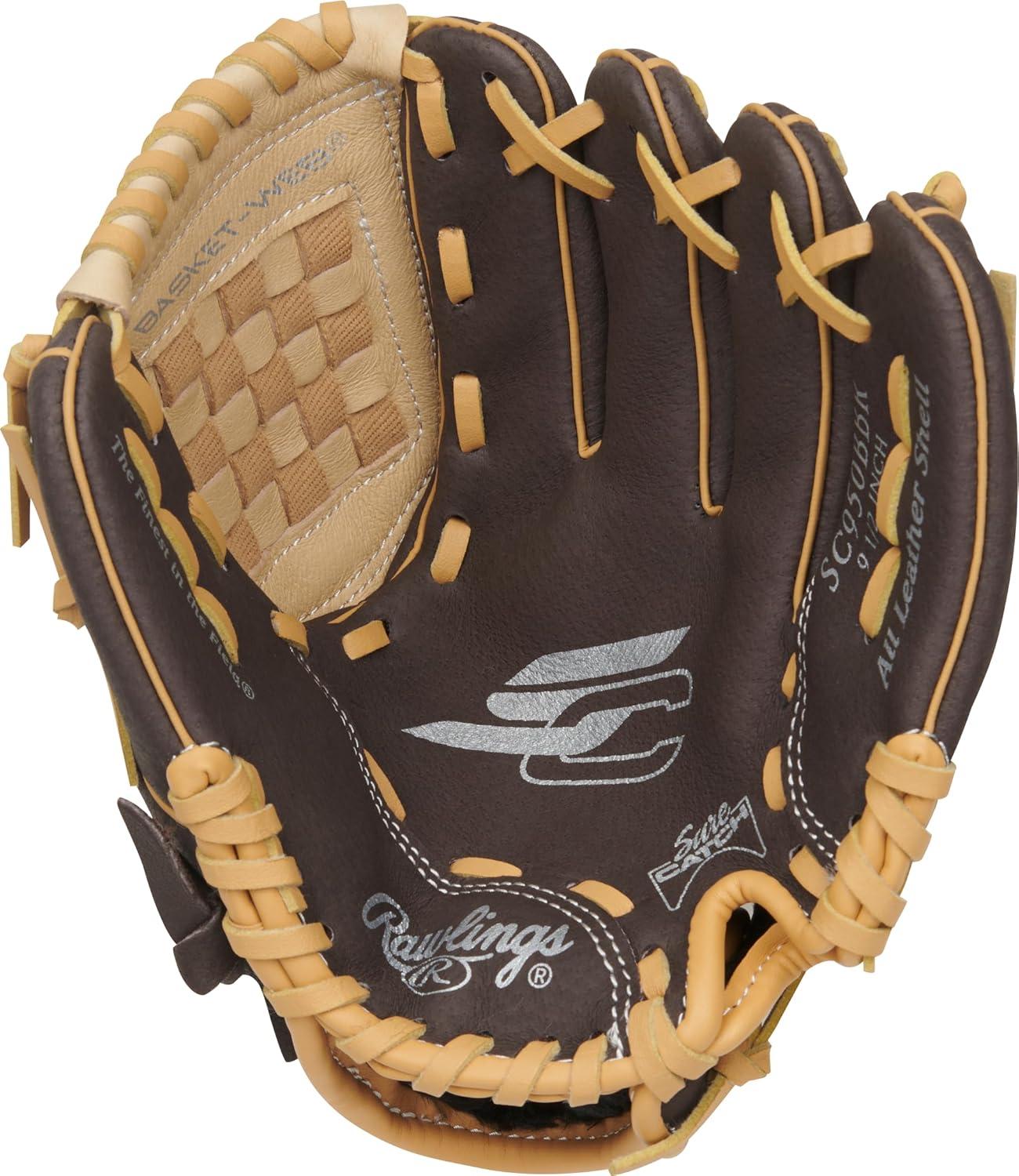 imageRawlings Sure Catch TBall ampamp Youth Baseball Glove Sizes 95quot 115quot Multiple StylesMocah Camel