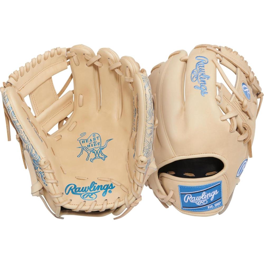 imageRawlings  Heart of The Hide Fastpitch Softball Glove  Sizes 1175quot  1275quot  Multiple StylesCamel  Columbia Blue  Pro I Web