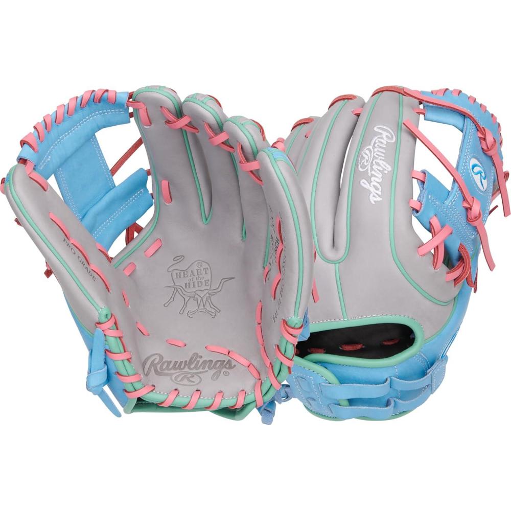 imageRawlings Heart of The Hide Fastpitch Softball Glove Sizes 1175quot 1275quot Multiple StylesColumbia Blue Grey Pro I Web