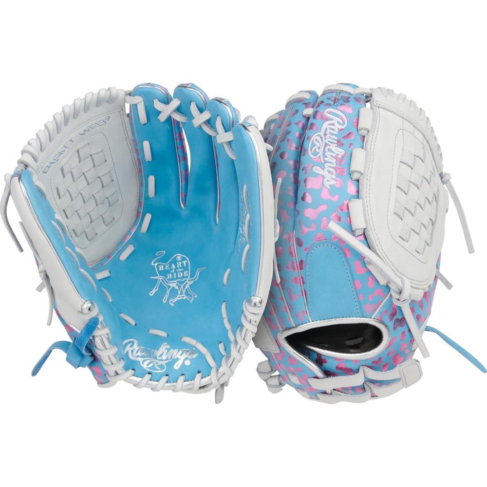 imageRawlings  Heart of The Hide Fastpitch Softball Glove  Sizes 1175quot  1275quot  Multiple StylesColumbia Blue  White  Pink  Basket Web