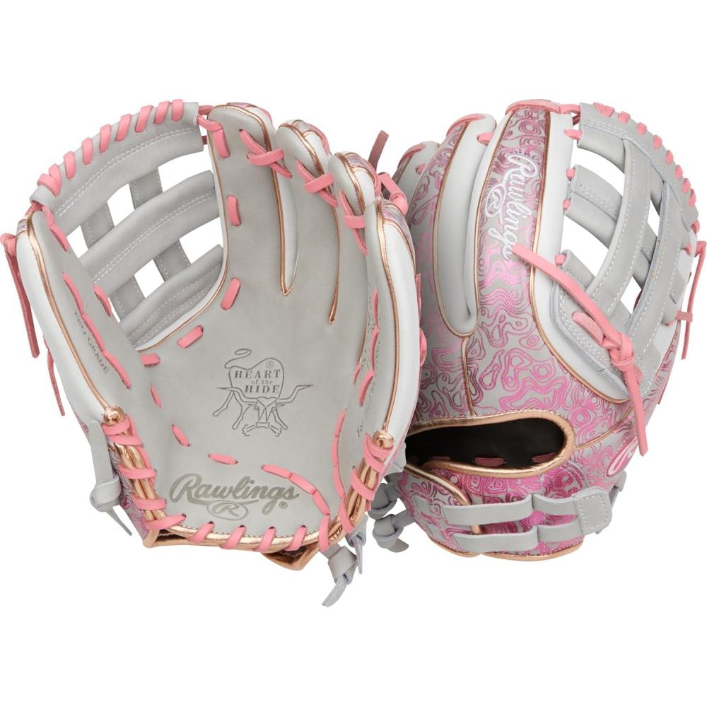 imageRawlings  Heart of The Hide Fastpitch Softball Glove  Sizes 1175quot  1275quot  Multiple StylesGrey  Pink  Pro H Web