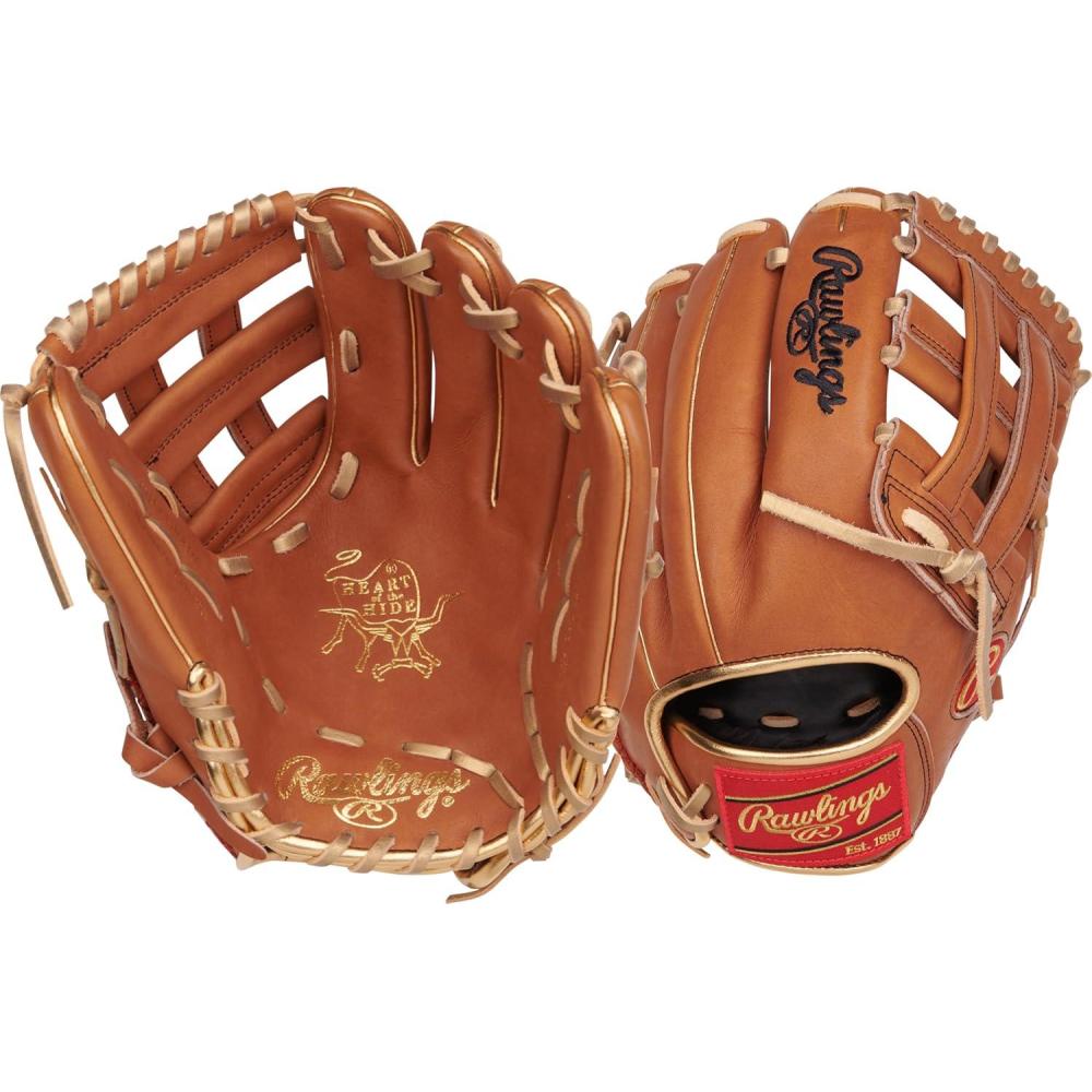 imageRawlings  Heart of The Hide Fastpitch Softball Glove  Sizes 1175quot  1275quot  Multiple StylesRomero  Golden Brown  Pro H Web