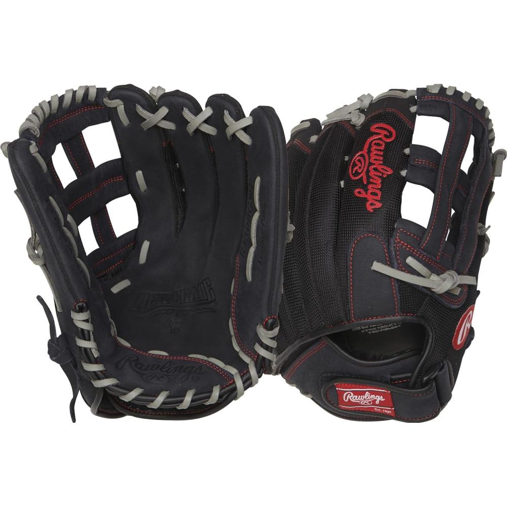 imageRawlings  Renegade Adult Ball Glove  BaseballSlowpitch Softball  Multiple StylesPro HWeb  Black  Grey