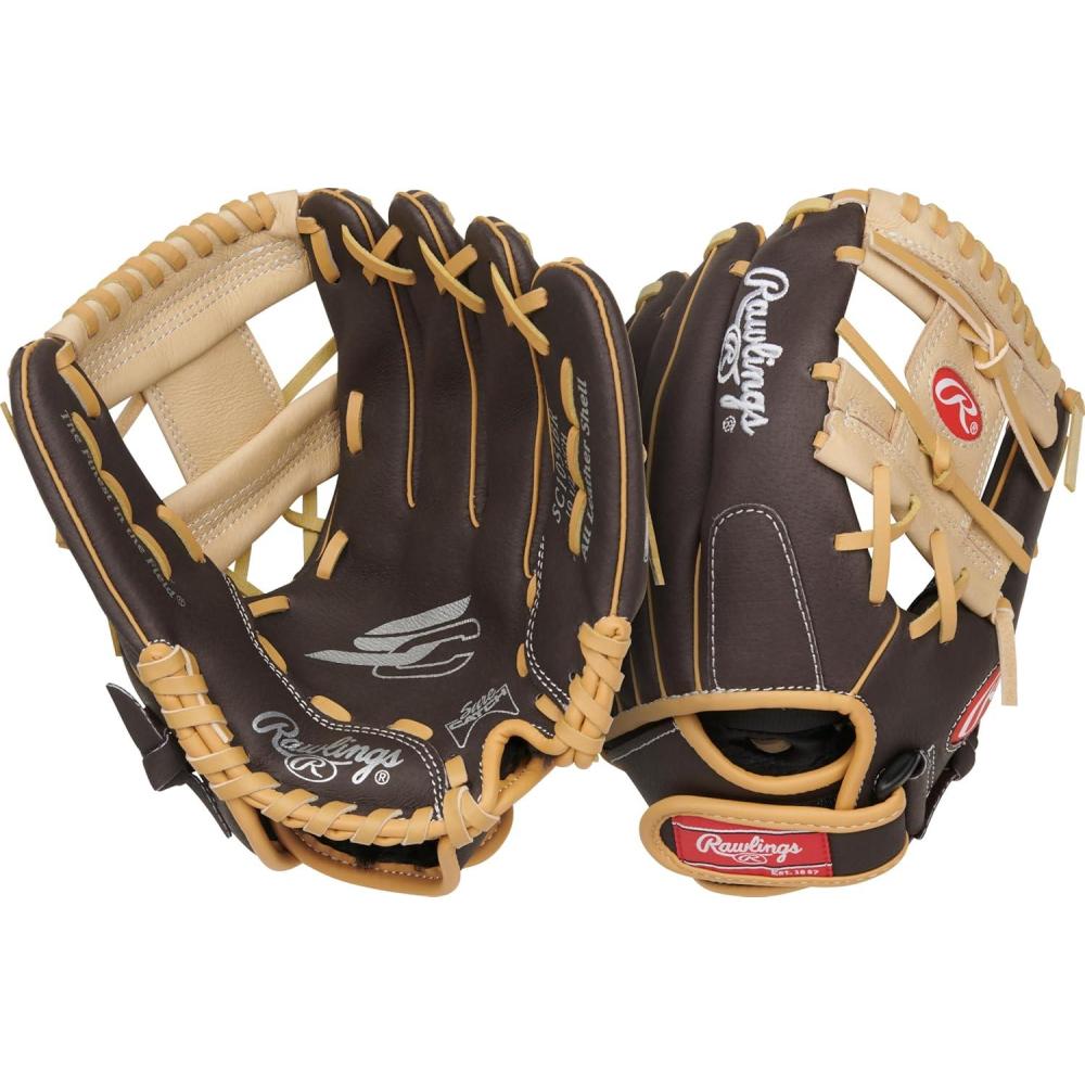 imageRawlings Sure Catch TBall ampamp Youth Baseball Glove Sizes 95quot 115quot Multiple StylesMocah Camel