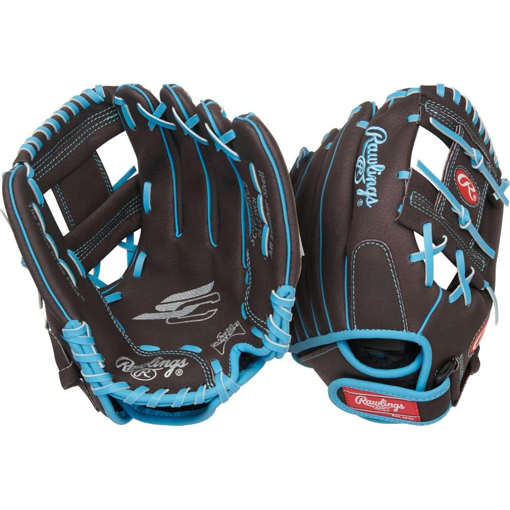imageRawlings Sure Catch TBall ampamp Youth Baseball Glove Sizes 95quot 115quot Multiple StylesMocah Electric Blue