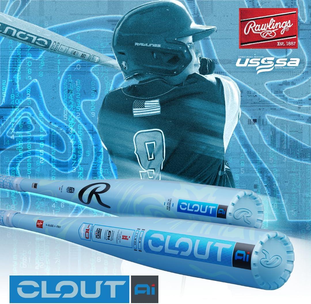 imageRawlings 2025 Clout AI Baseball Bat USSSA 8 10 Drop 2 34quot Barrel 1 Pc Alloy10