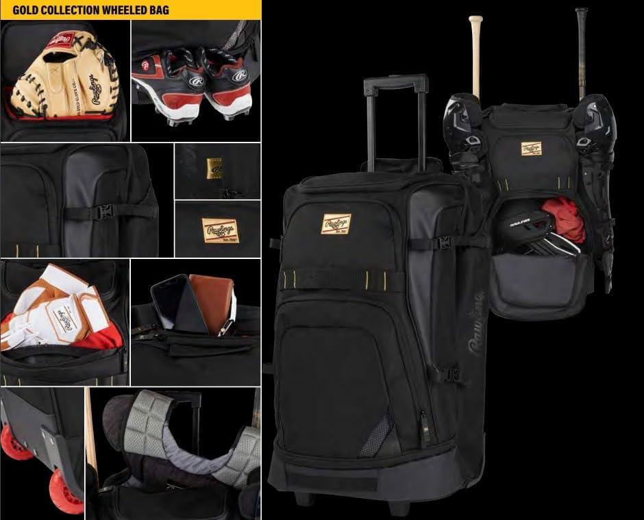 imageRawlings GOLD COLLECTION Wheeled Equipment Bag BaseballSoftball Multiple StylesGraphite