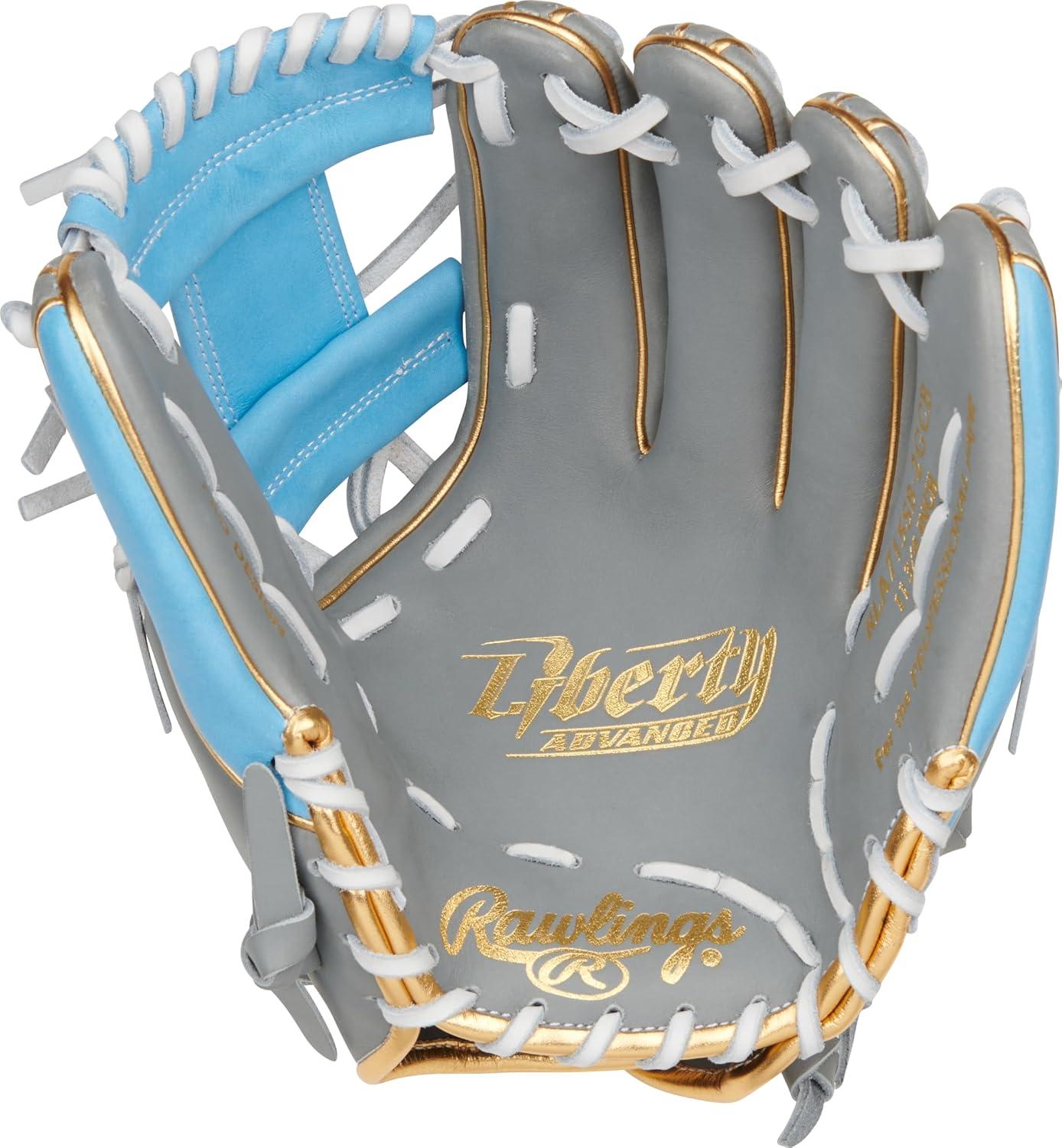 imageRawlings  Liberty Advanced Color Series Fastpitch Softball Glove  Sizes 1175quot  13quot  Multiple StylesGrey  Columbia Blue  Gold  Pro I Web