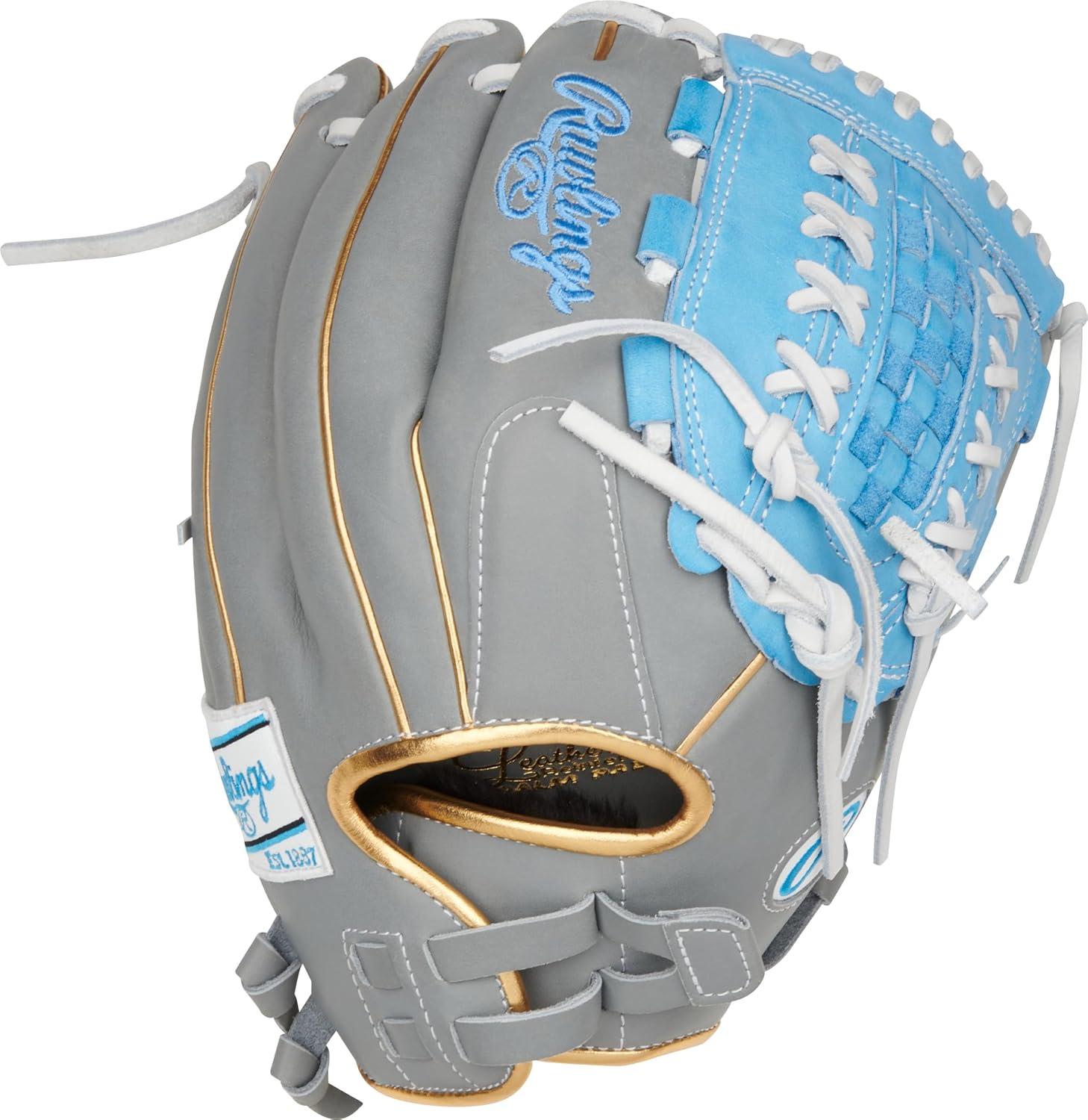 imageRawlings  Liberty Advanced Color Series Fastpitch Softball Glove  Sizes 1175quot  13quot  Multiple StylesGrey  Columbia Blue  Gold  XLaced Basket Web
