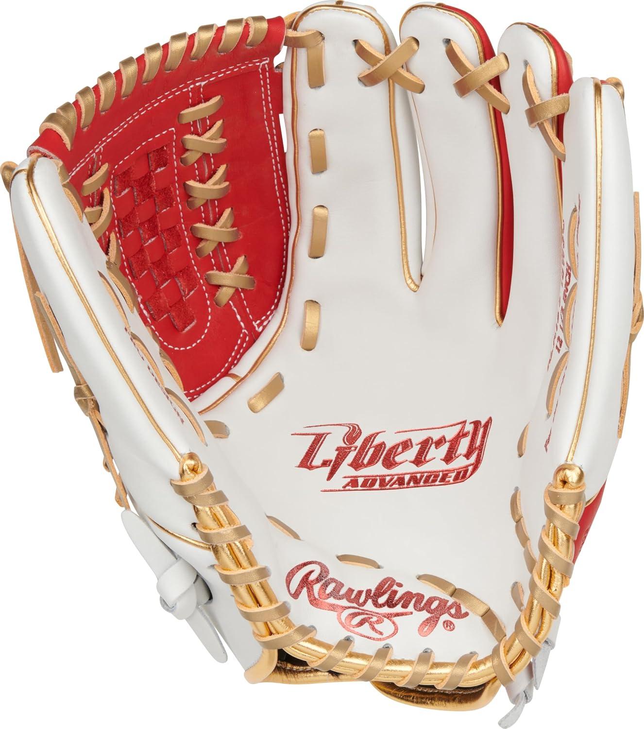 imageRawlings  Liberty Advanced Color Series Fastpitch Softball Glove  Sizes 1175quot  13quot  Multiple StylesWhite  Scarlet  Gold  XLaced Basket Web