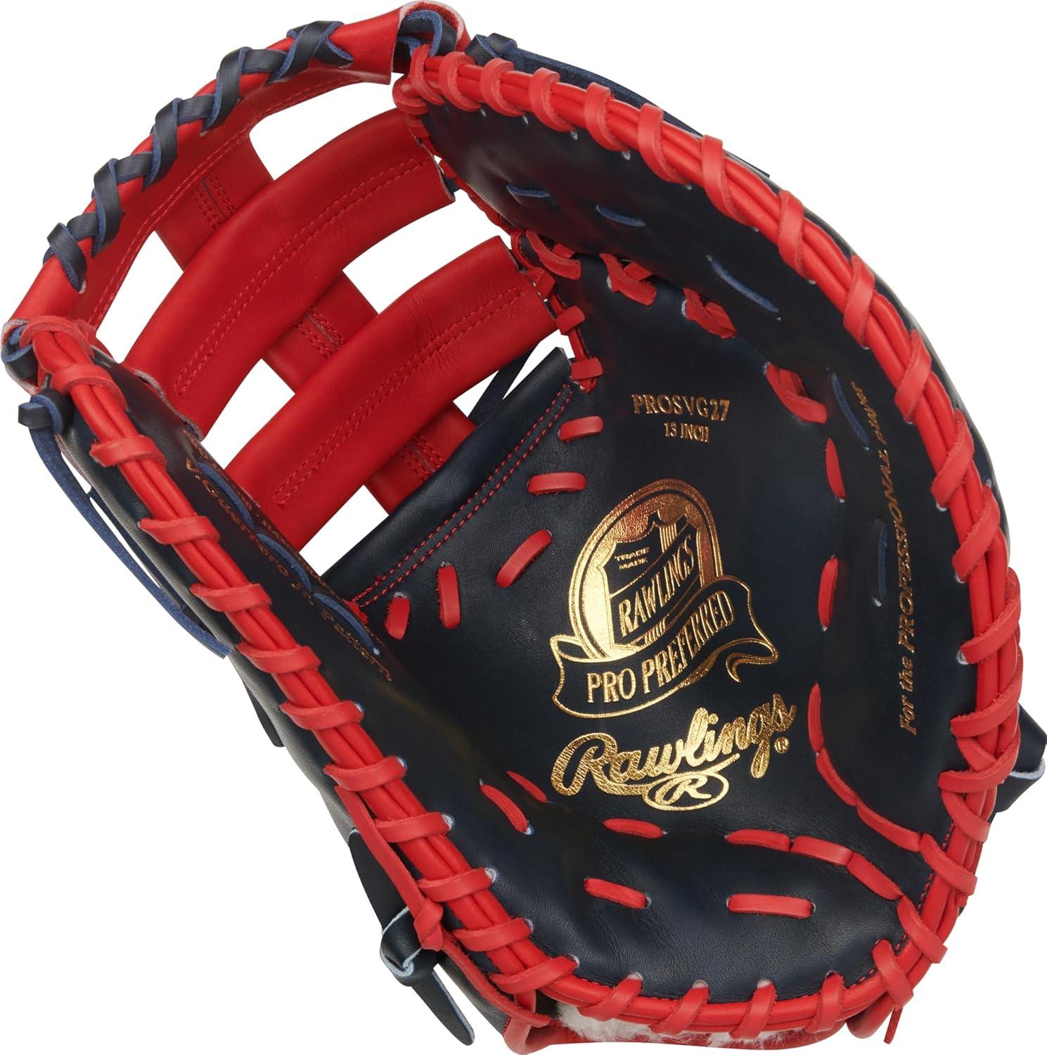 imageRawlings PRO Preferred Baseball Glove Sizes 115quot 1275quot Multiple StylesGuerrero Jr Navy Scarlet Single Post Double Bar Web