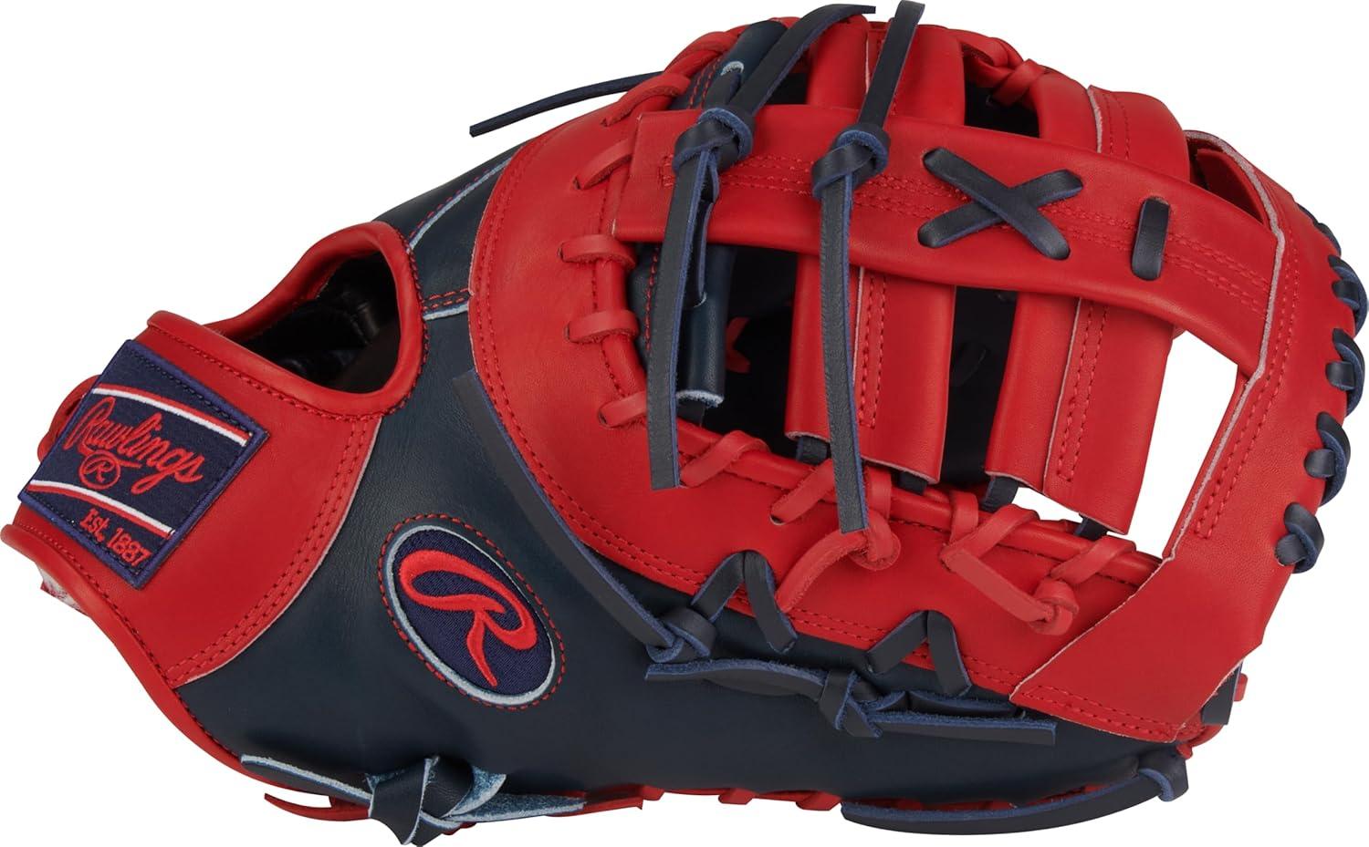 imageRawlings PRO Preferred Baseball Glove Sizes 115quot 1275quot Multiple StylesGuerrero Jr Navy Scarlet Single Post Double Bar Web