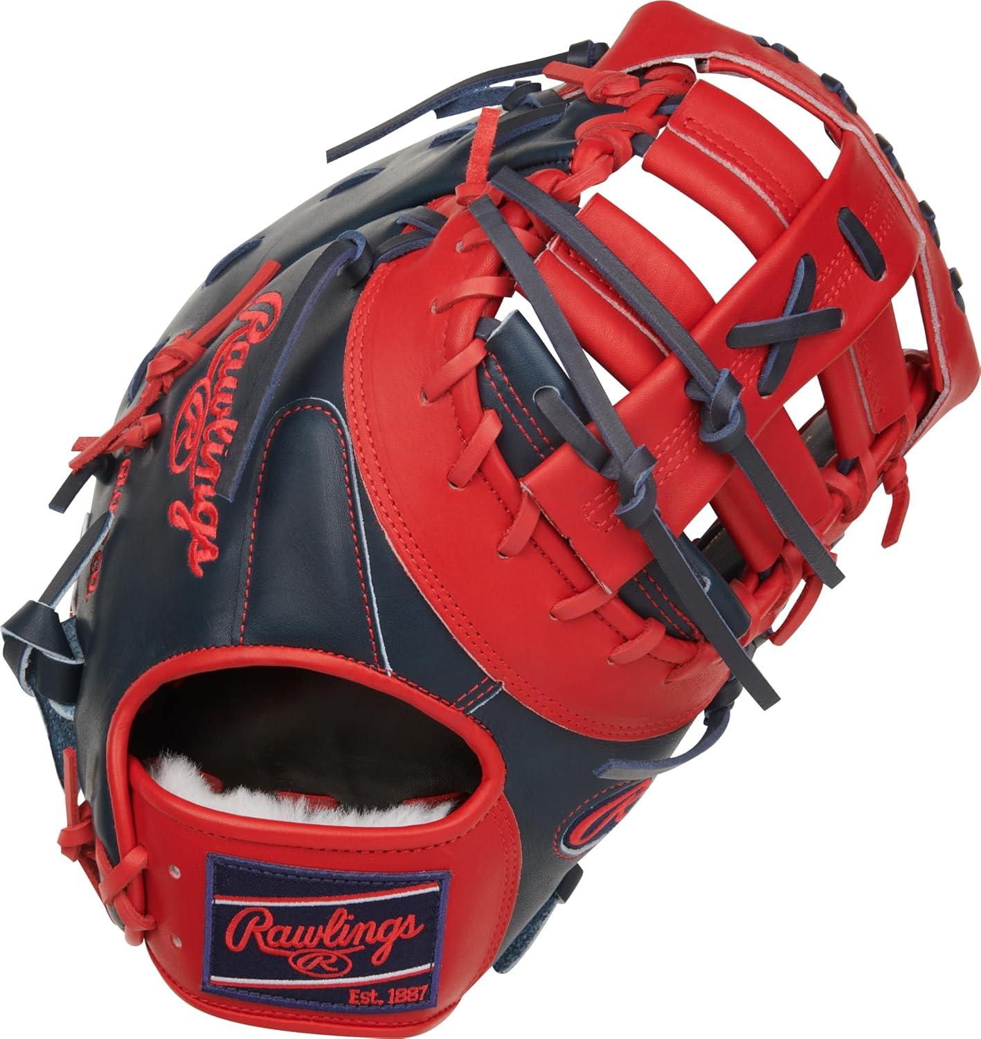 imageRawlings PRO Preferred Baseball Glove Sizes 115quot 1275quot Multiple StylesGuerrero Jr Navy Scarlet Single Post Double Bar Web