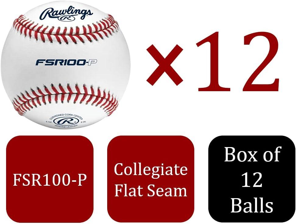 imageRawlings R100P Practice Baseballs Collegiate High School Youth FlatRaised Seam OptionsBox of 12