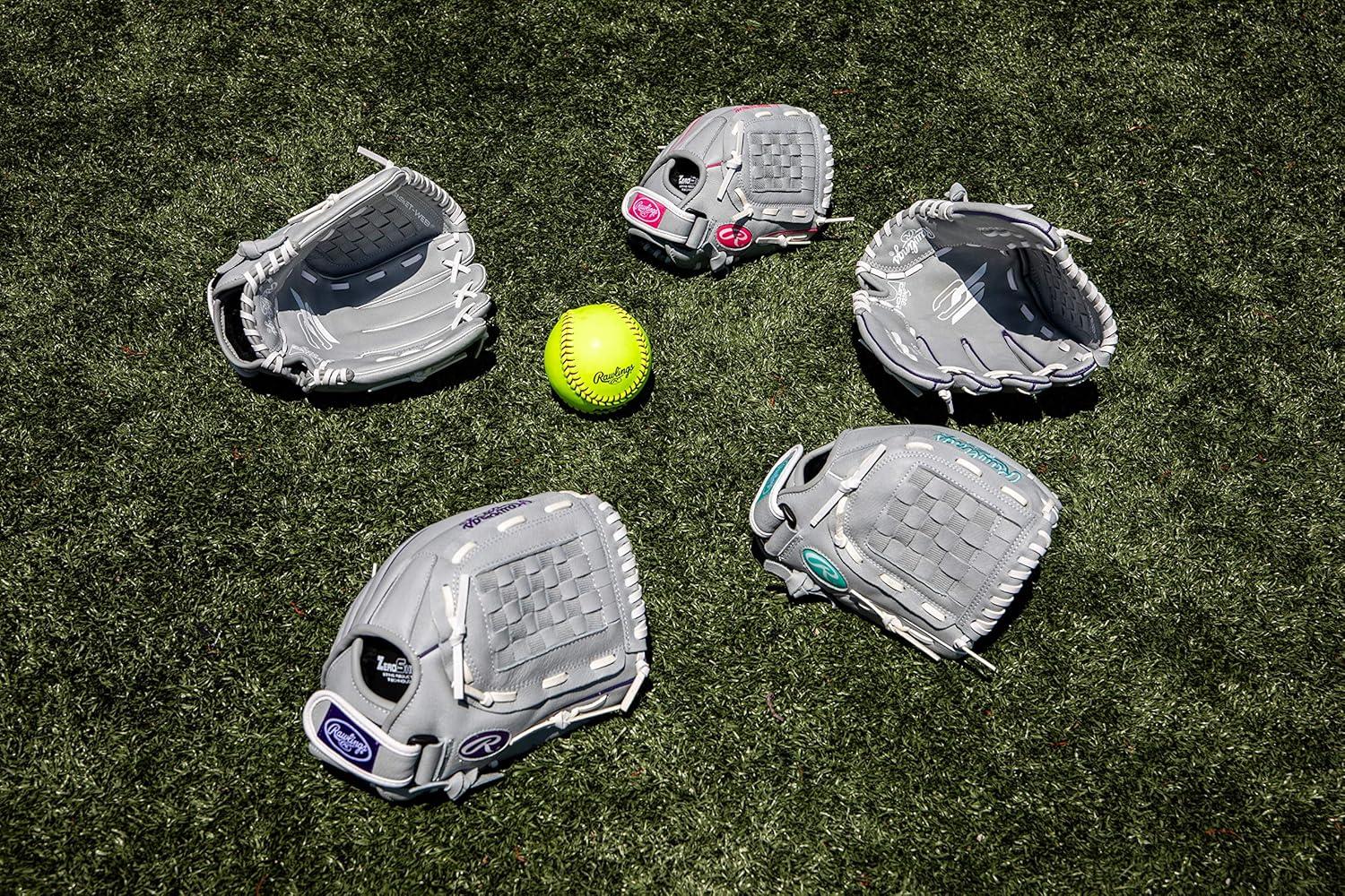 imageRawlings Sure Catch Series Youth Softball Glove Sizes 10quot 125quot Multiple StylesGreyMint