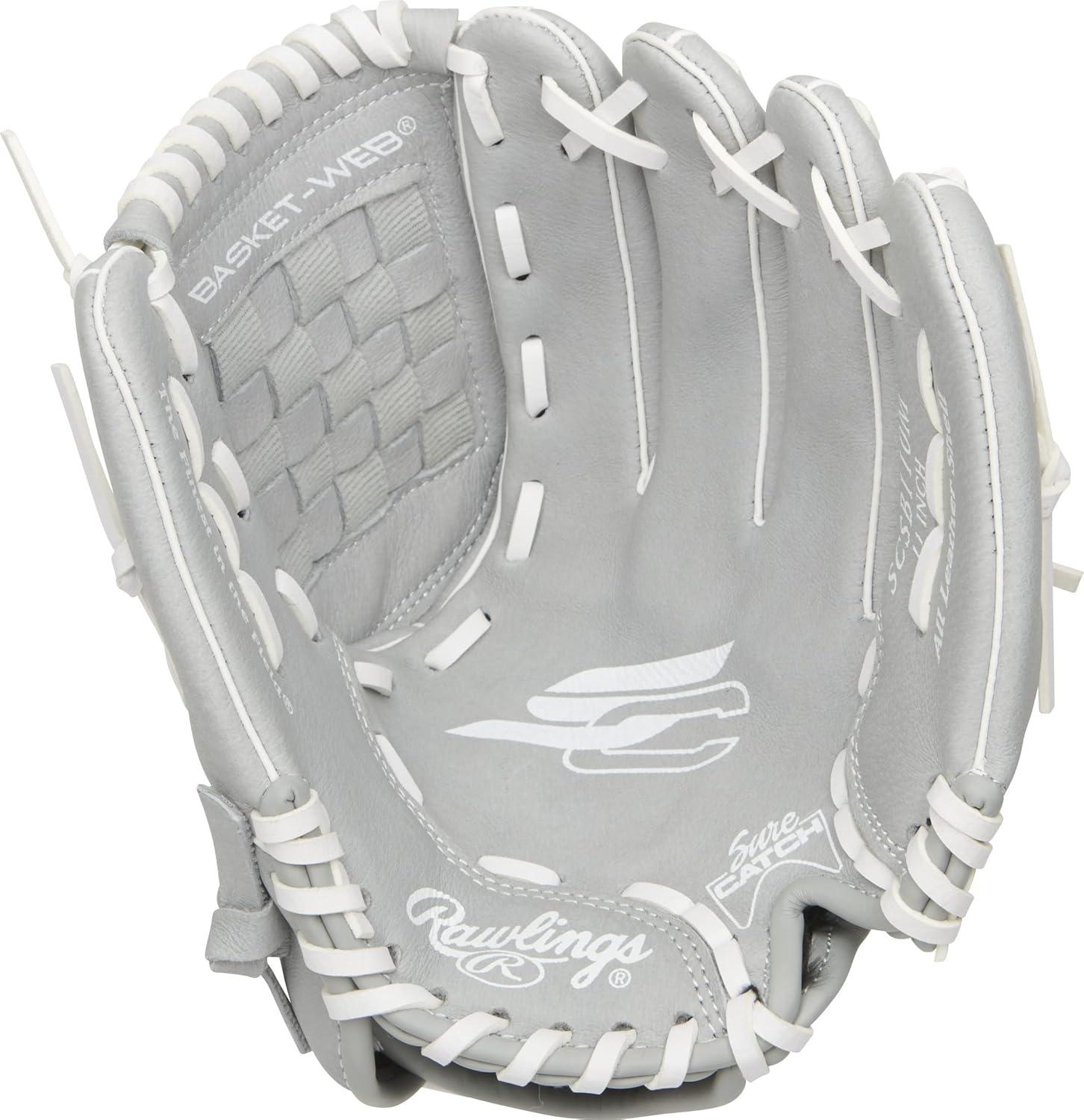 imageRawlings Sure Catch Series Youth Softball Glove Sizes 10quot 125quot Multiple StylesGreyMint