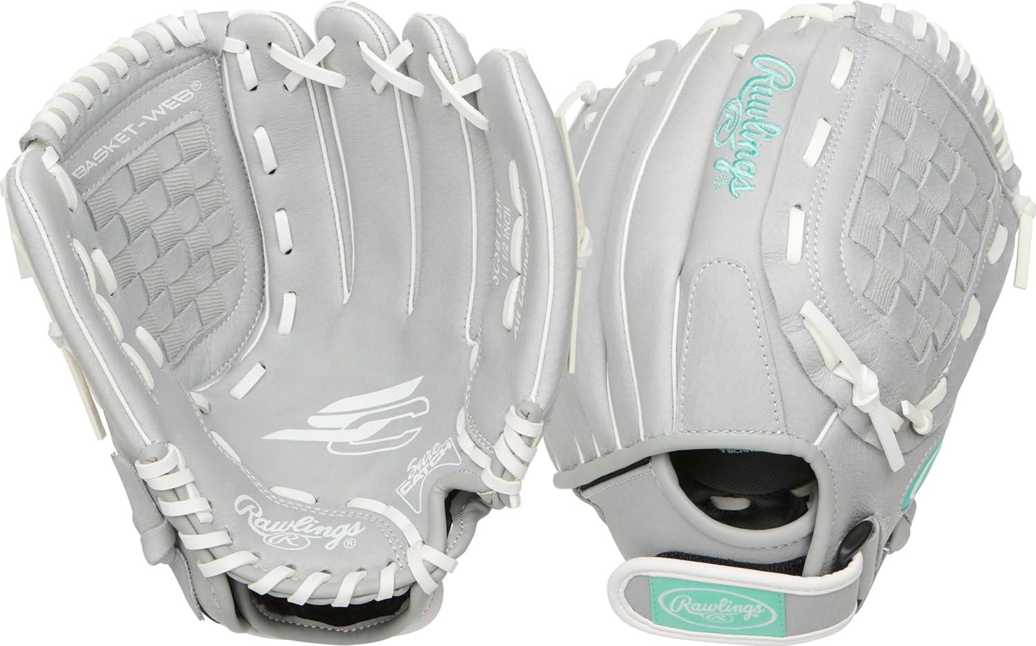 imageRawlings Sure Catch Series Youth Softball Glove Sizes 10quot 125quot Multiple StylesGreyMint