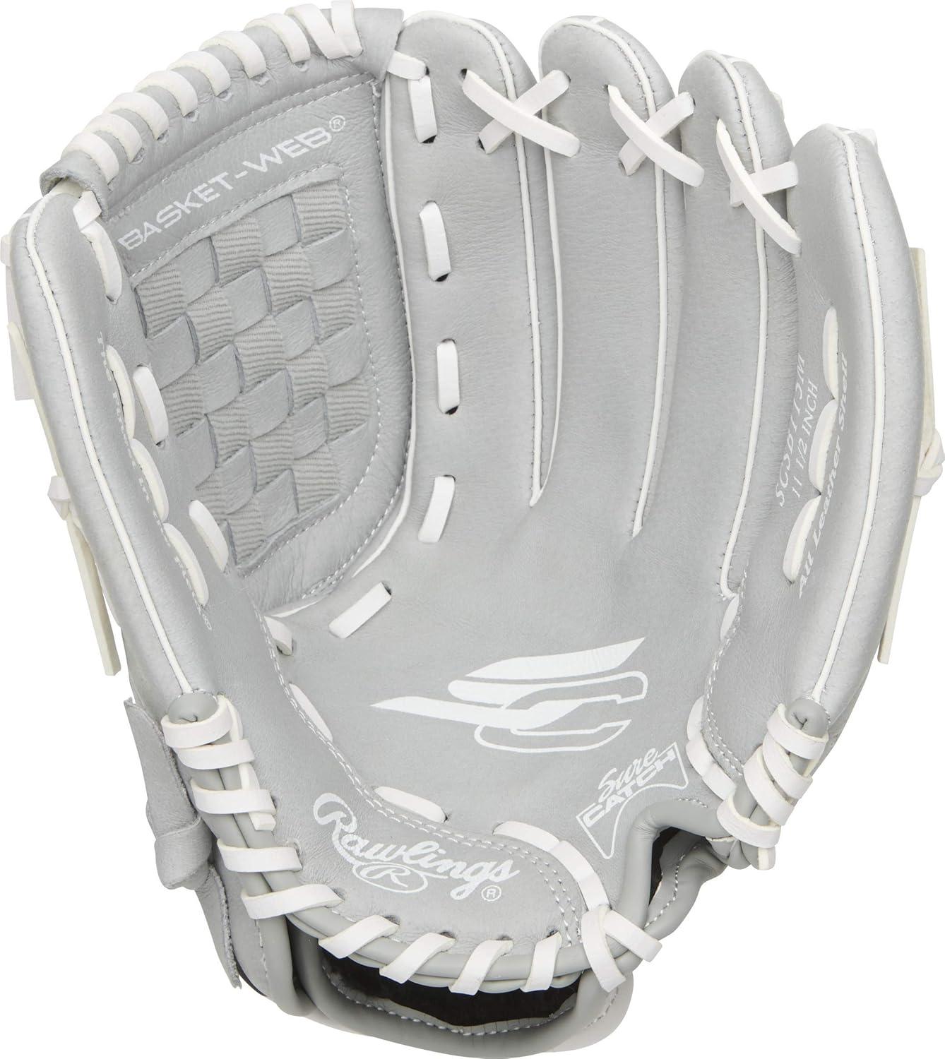 imageRawlings Sure Catch Series Youth Softball Glove Sizes 10quot 125quot Multiple StylesGreyMint