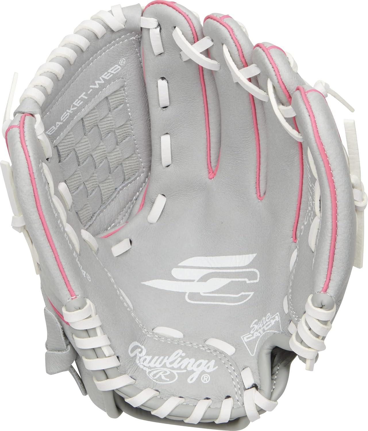 imageRawlings Sure Catch Series Youth Softball Glove Sizes 10quot 125quot Multiple StylesGreyPink