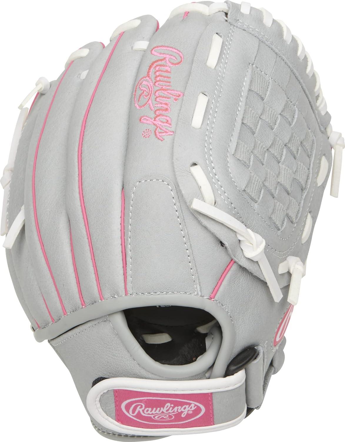 imageRawlings Sure Catch Series Youth Softball Glove Sizes 10quot 125quot Multiple StylesGreyPink