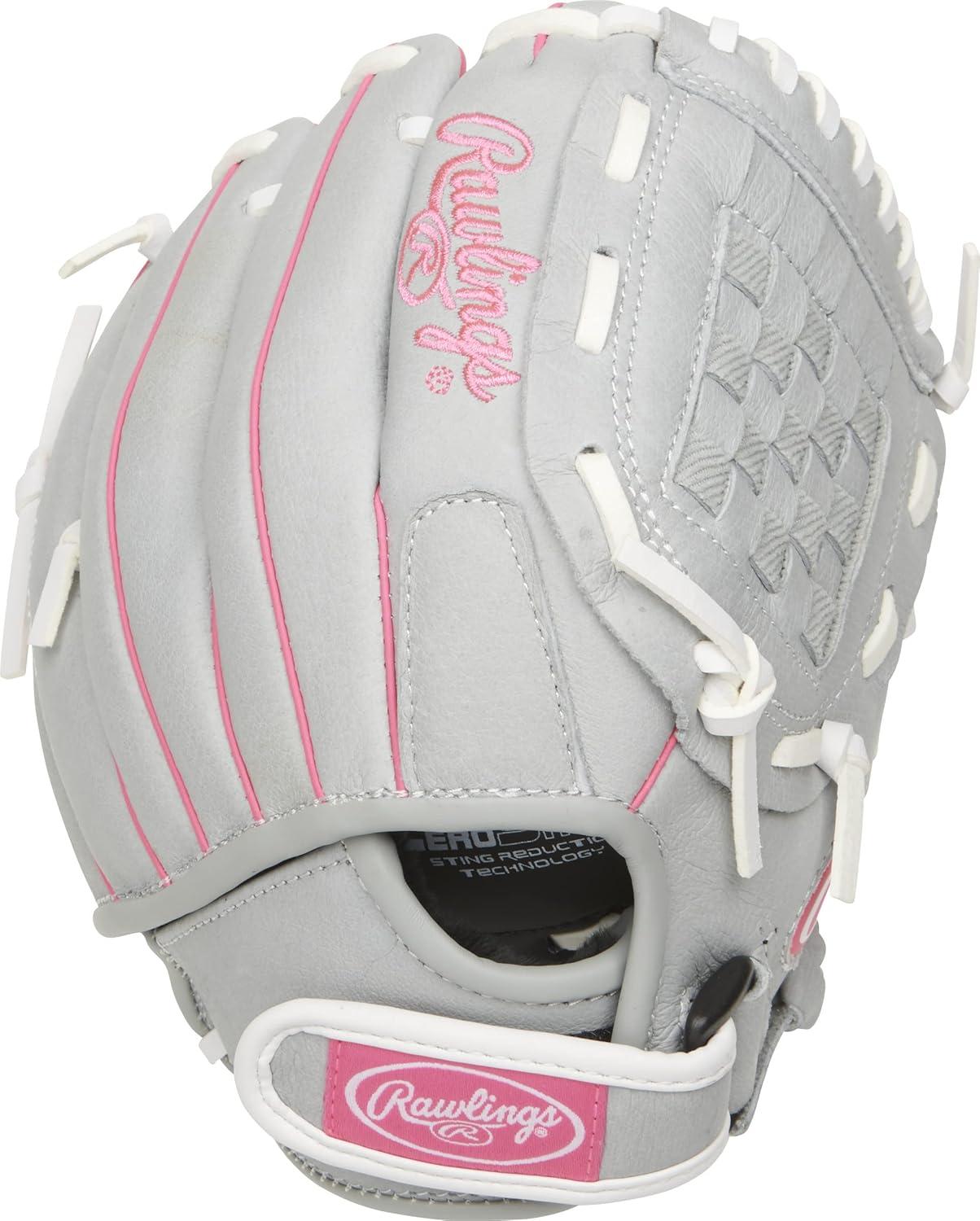 imageRawlings Sure Catch Series Youth Softball Glove Sizes 10quot 125quot Multiple StylesGreyPink