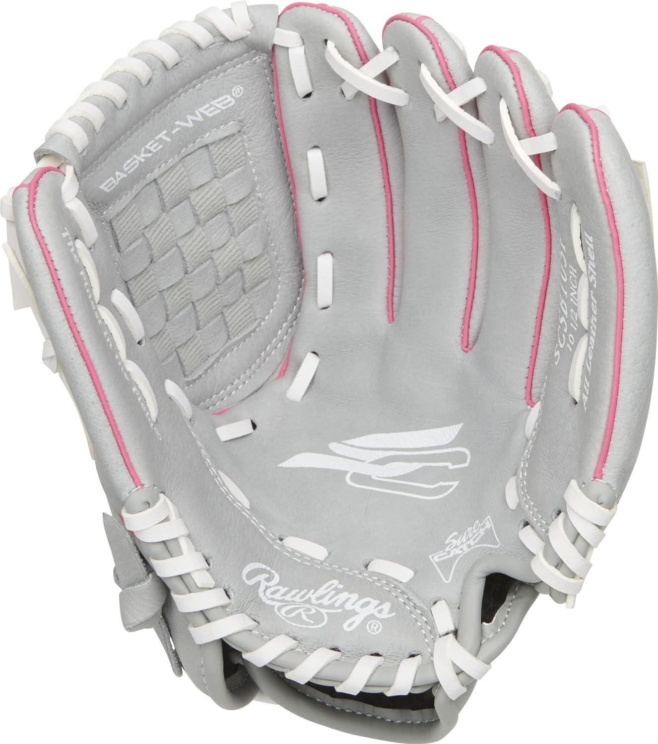imageRawlings Sure Catch Series Youth Softball Glove Sizes 10quot 125quot Multiple StylesGreyPink
