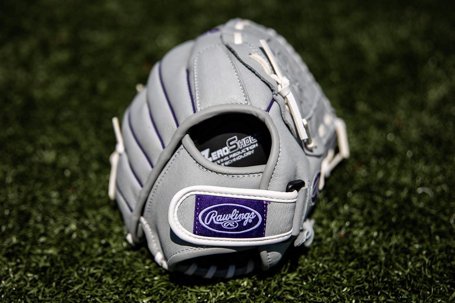 imageRawlings Sure Catch Series Youth Softball Glove Sizes 10quot 125quot Multiple StylesGreyPurple