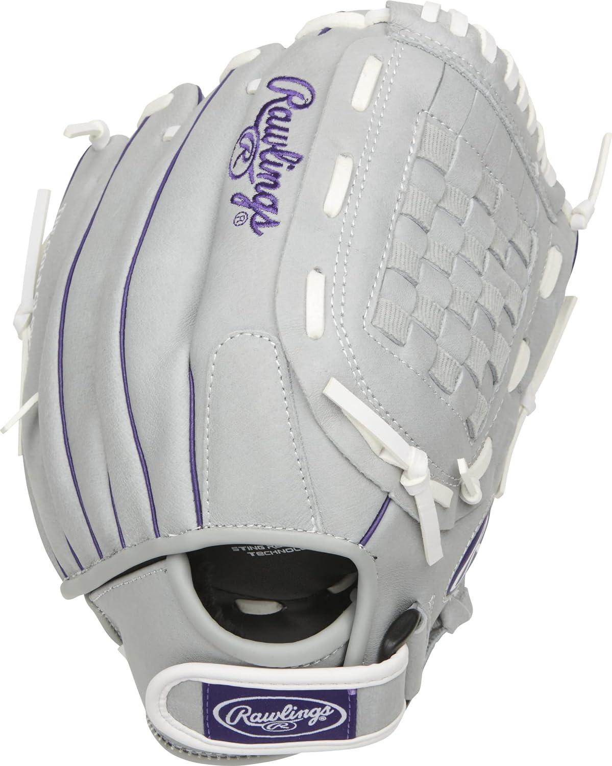 imageRawlings Sure Catch Series Youth Softball Glove Sizes 10quot 125quot Multiple StylesGreyPurple