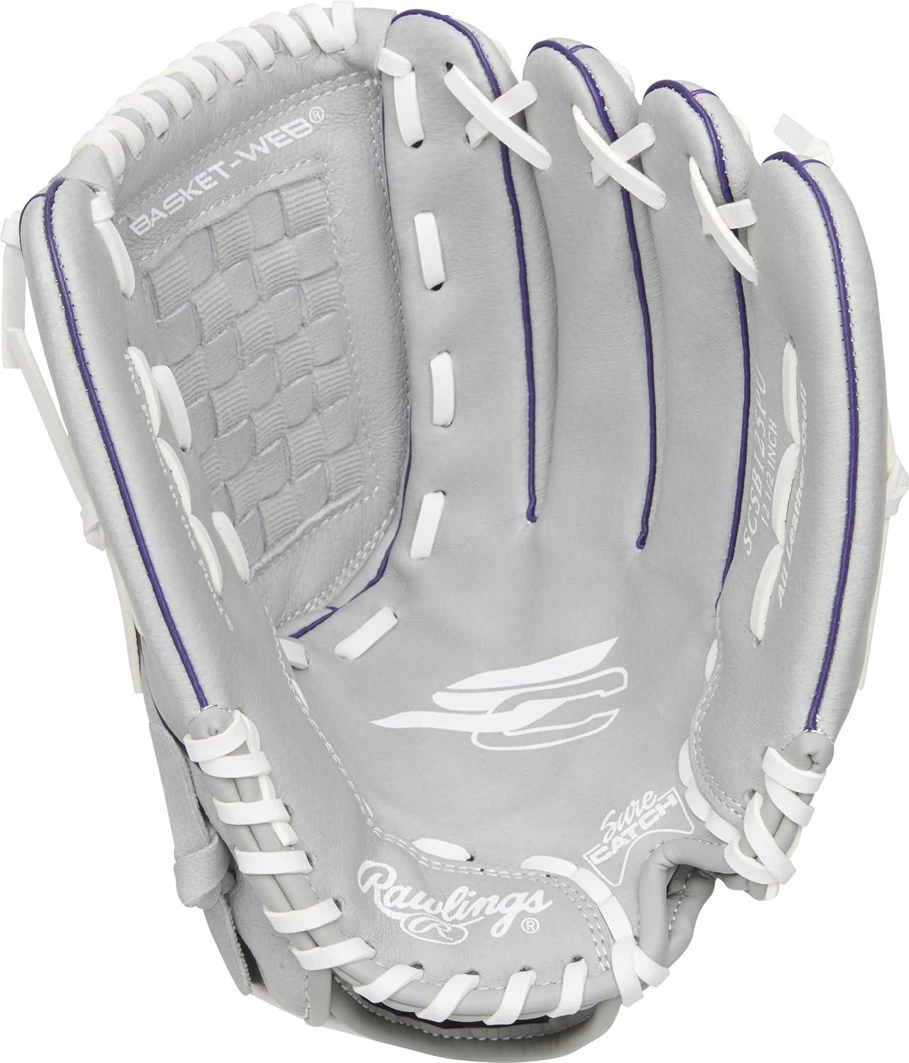 imageRawlings Sure Catch Series Youth Softball Glove Sizes 10quot 125quot Multiple StylesGreyPurple