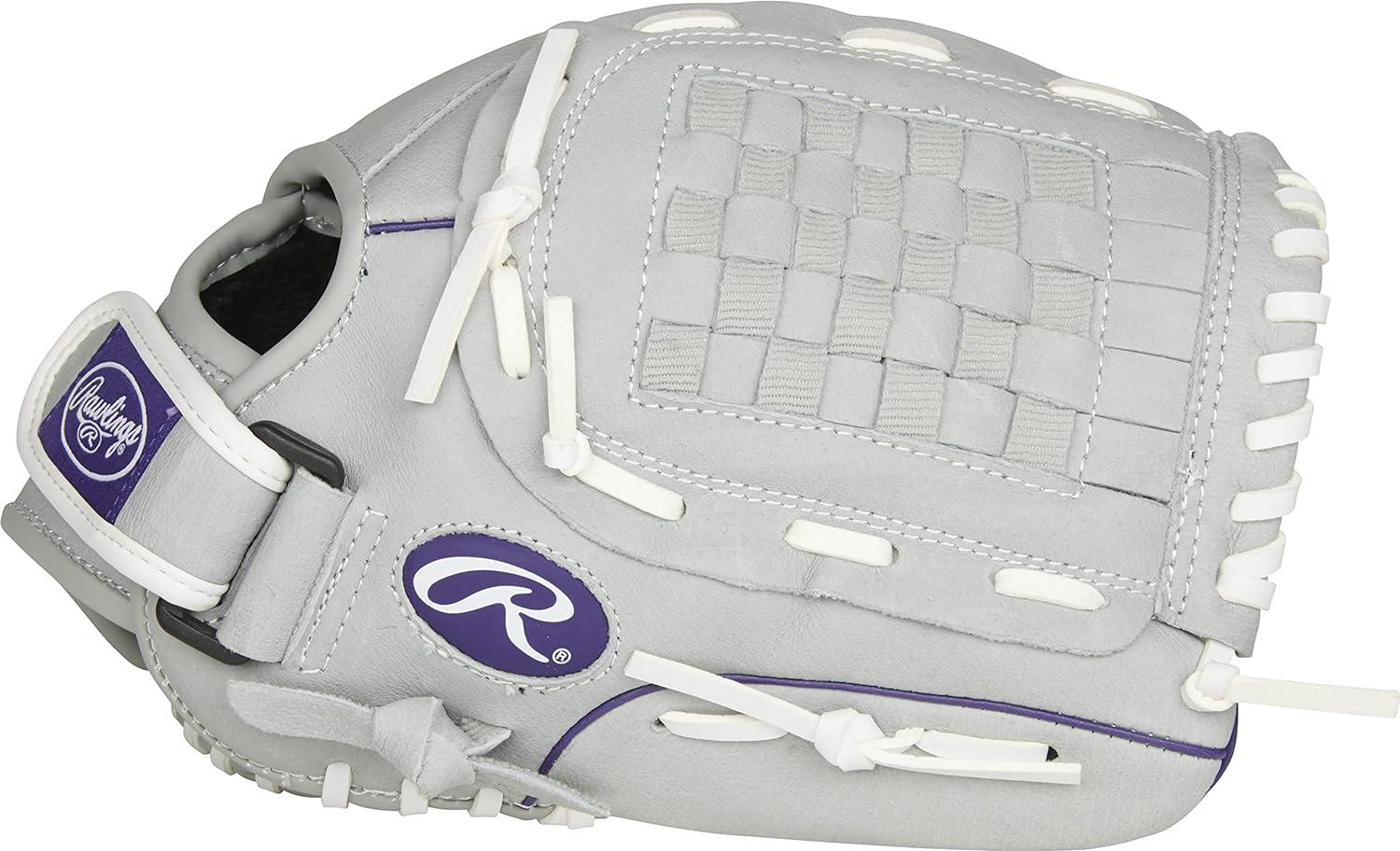 imageRawlings Sure Catch Series Youth Softball Glove Sizes 10quot 125quot Multiple StylesGreyPurple