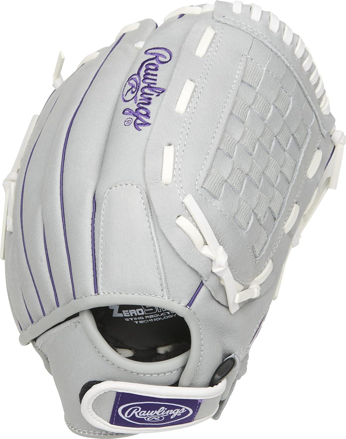 imageRawlings Sure Catch Series Youth Softball Glove Sizes 10quot 125quot Multiple StylesGreyPurple