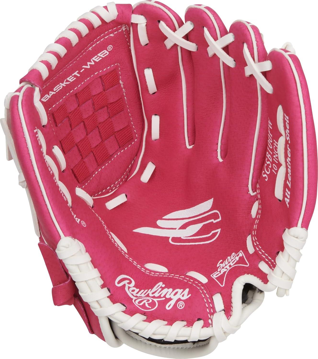 imageRawlings Sure Catch Series Youth Softball Glove Sizes 10quot 125quot Multiple StylesPink White