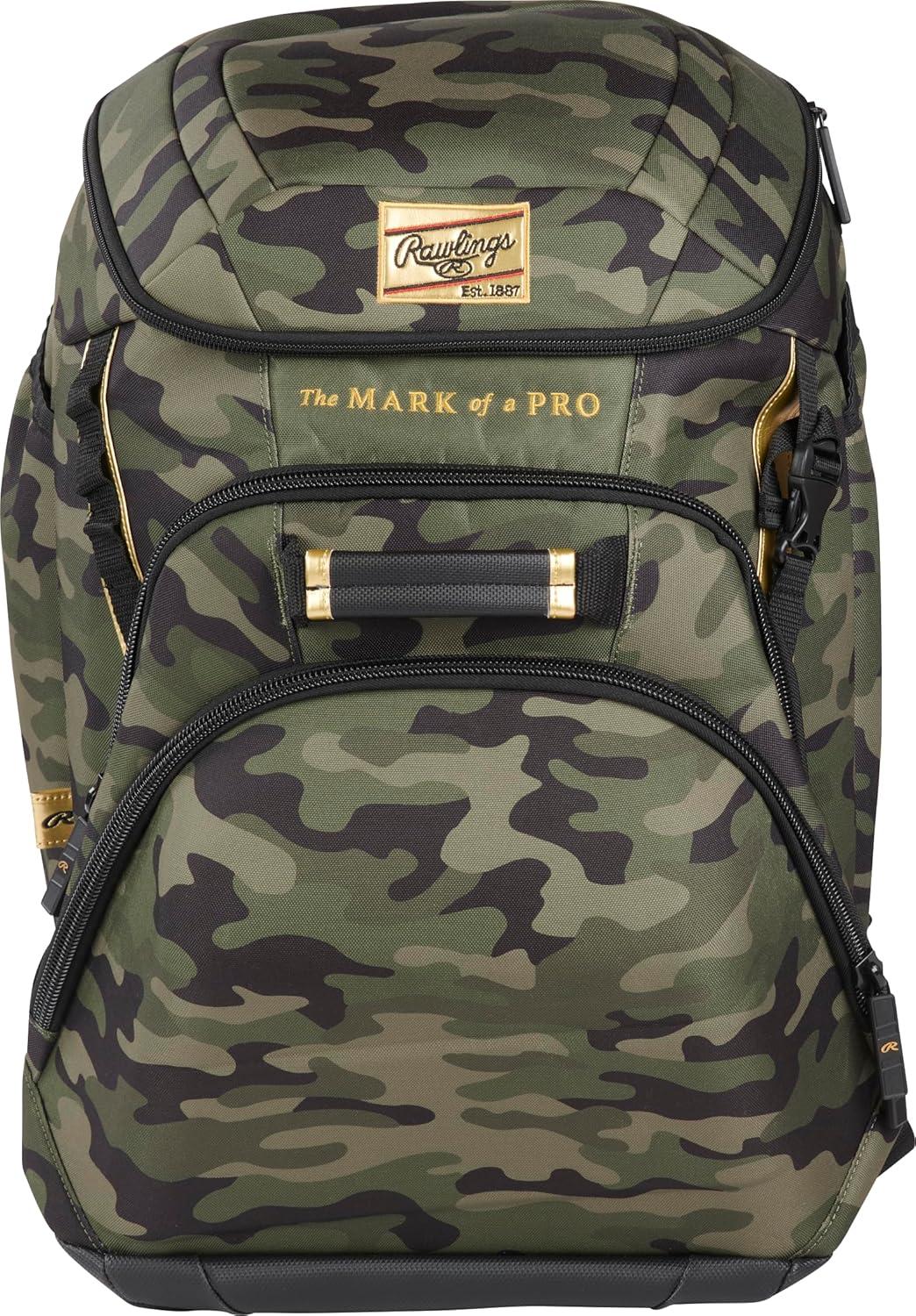 imageRawlings Gold Collection Backpack Equipment Bag BaseballSoftball Multiple StylesMilitary Green Camo