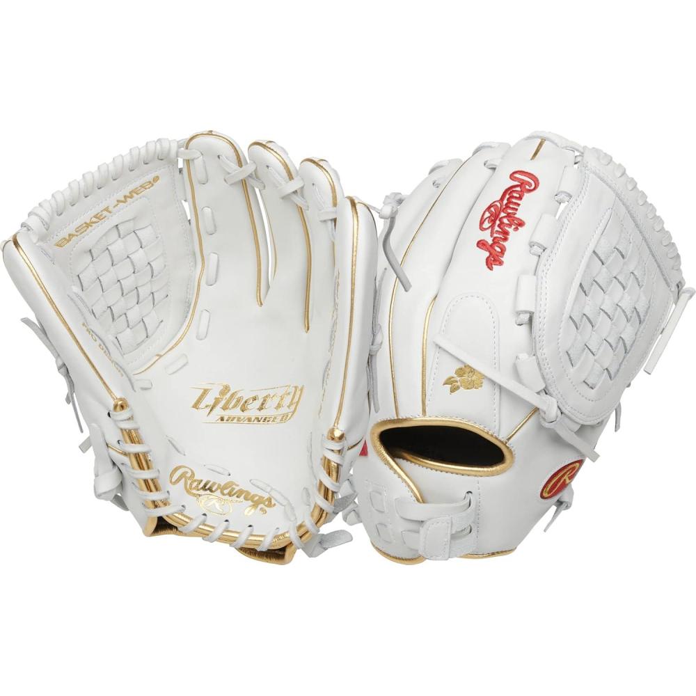 imageRawlings  Liberty Advanced Fastpitch Softball Glove  Sizes 1175quot  1325quot  Multiple StylesWhite  Gold  Basket Web