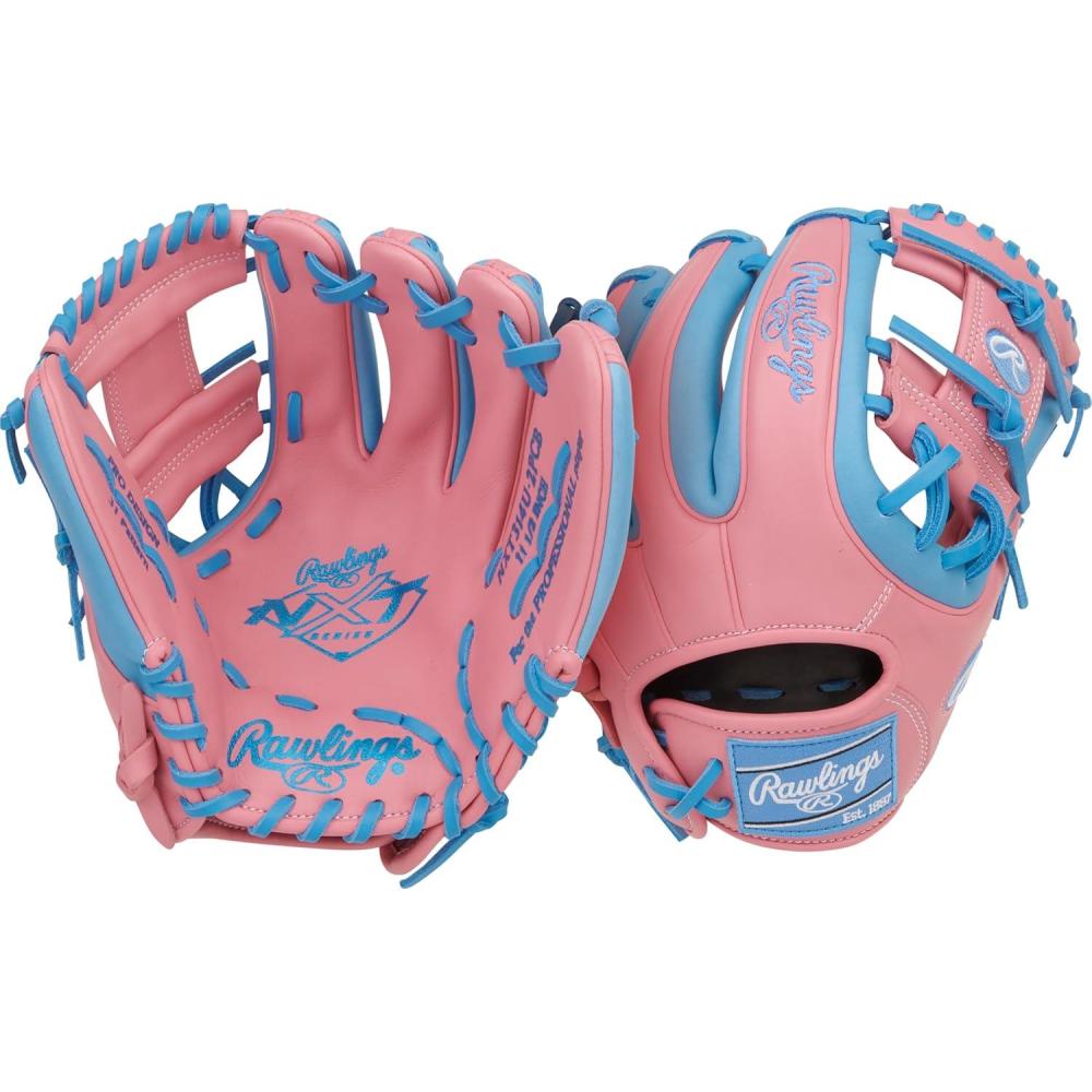 imageRawlings  NXT Youth Baseball Glove Series  Countour Youth Fit  Sizes 115quot  1225quot  Multiple StylesPink  Columbia Blue  Pro I Web