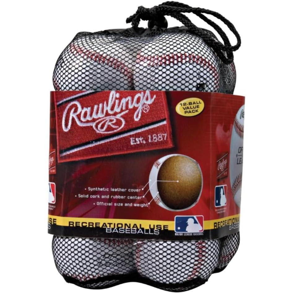 imageRawlings  Official League Recreational Use Practice Baseballs  Youth  Bag of 12  OLB3BAG12  12 CountBaseballs