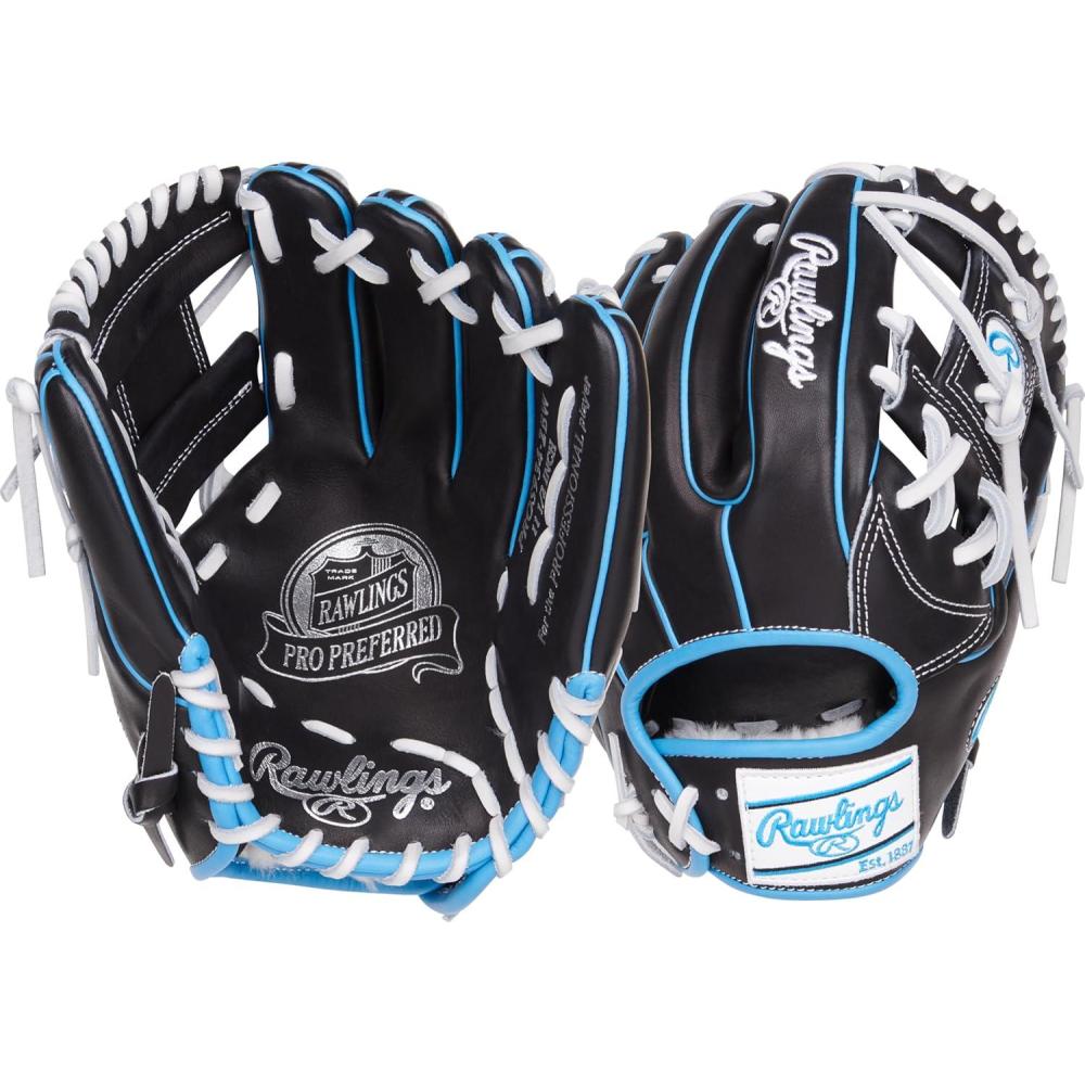 imageRawlings  PRO Preferred Baseball Glove  Sizes 115quot  1275quot  Multiple StylesBlack  Columbia Blue  Pro I Web