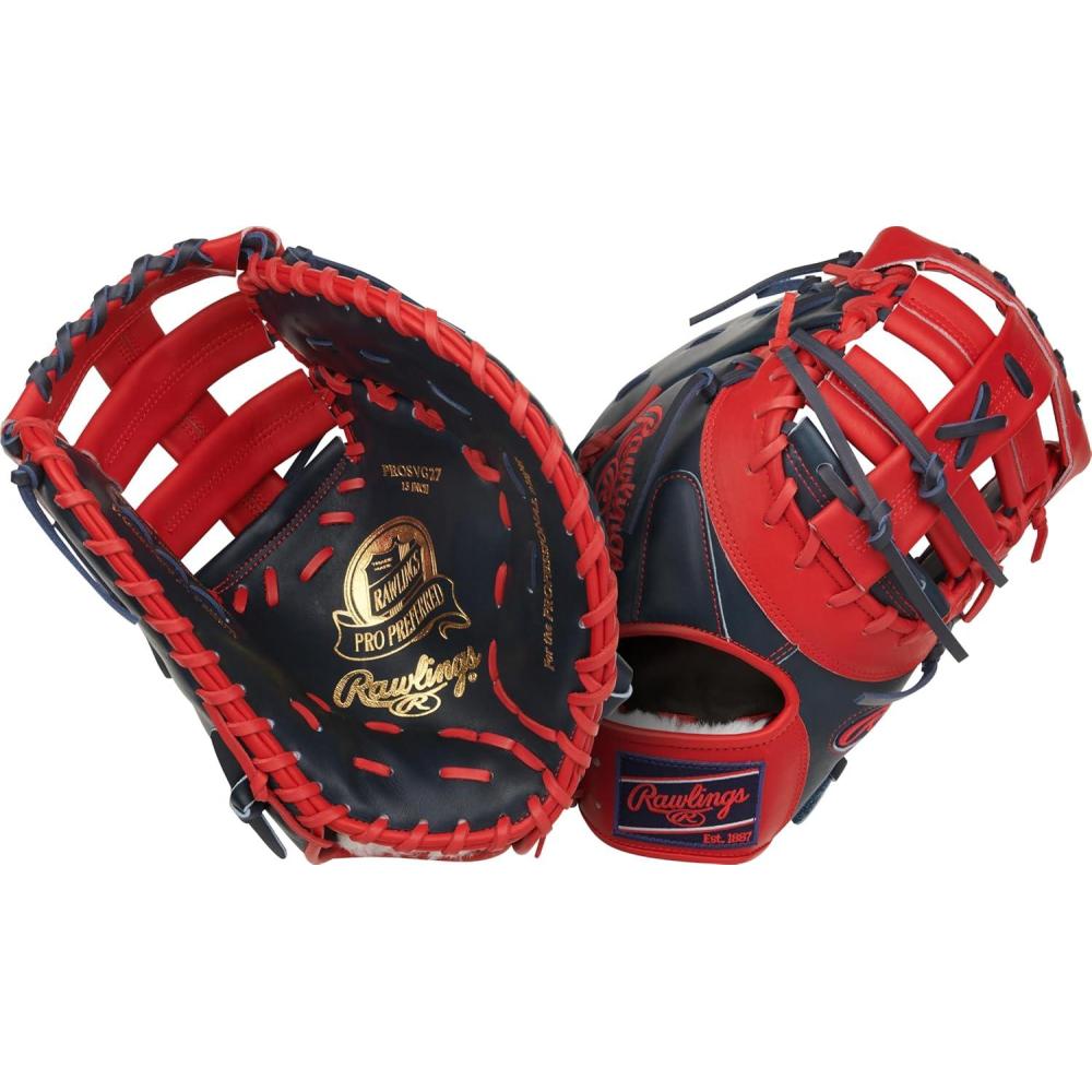 imageRawlings PRO Preferred Baseball Glove Sizes 115quot 1275quot Multiple StylesGuerrero Jr Navy Scarlet Single Post Double Bar Web